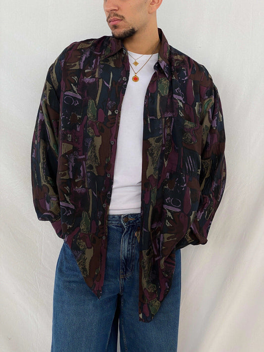 Vintage Cezar Full-Sleeve Silk Shirt - Balagan Vintage Full Sleeve Shirt 90s, Abdullah, printed silk shirt, silk, silk shirt