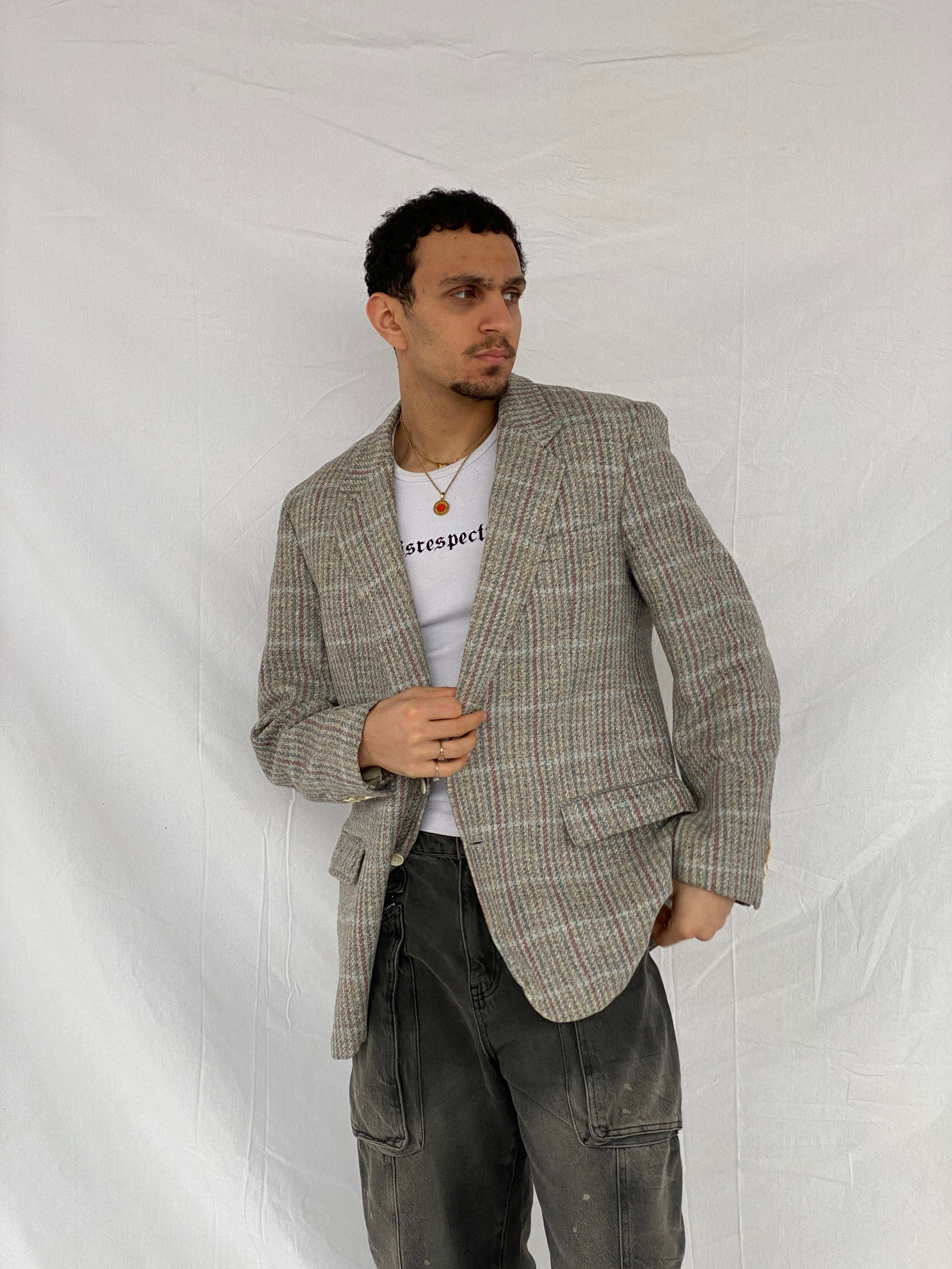 Vintage Chaps by Ralph Lauren Tweed Gray Blazer - L - Balagan Vintage Blazer Abdullah, blazer, full sleeve blazer, men blazer, plaid blazer