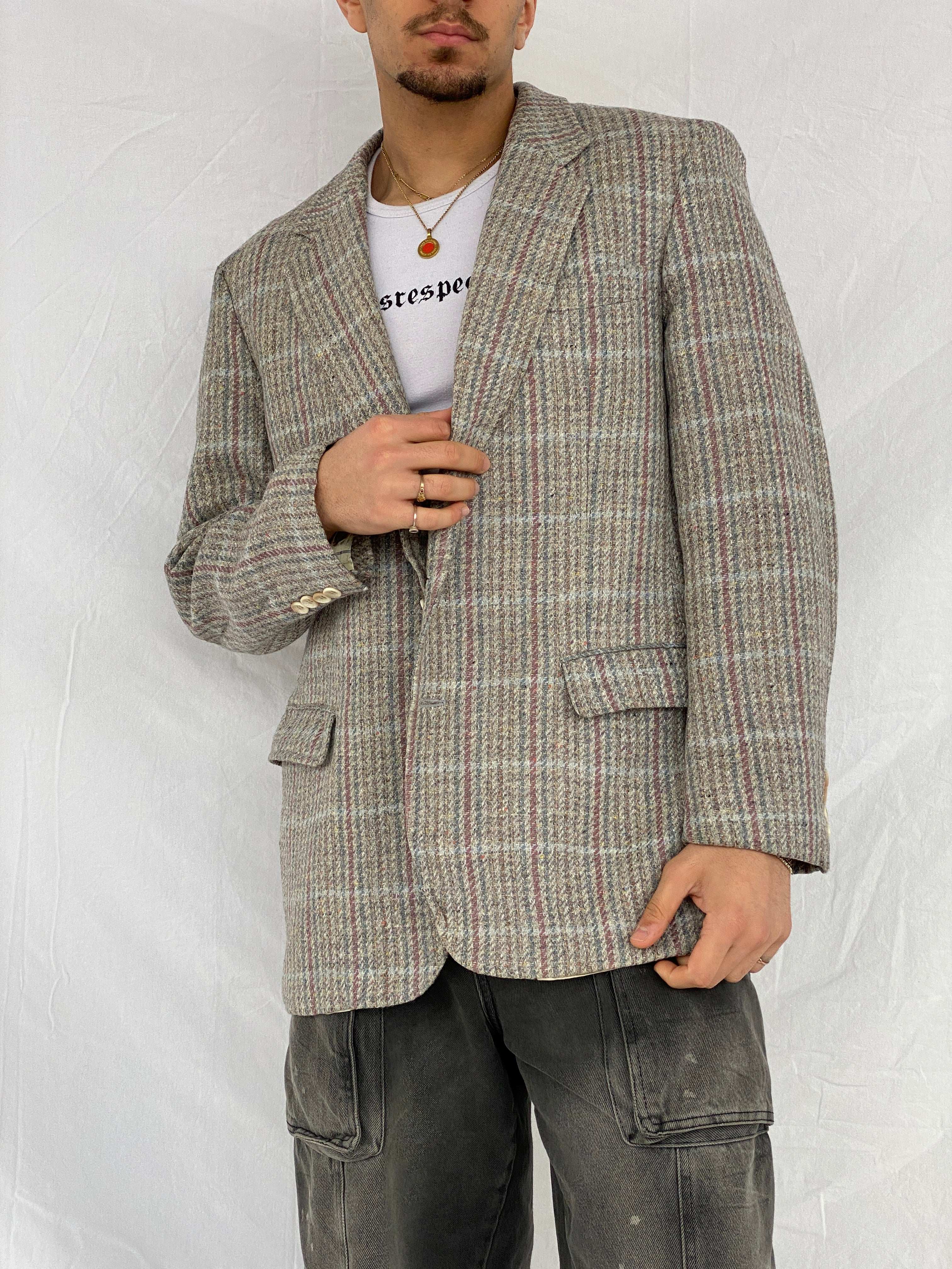 Vintage Chaps by Ralph Lauren Tweed Gray Blazer - L - Balagan Vintage Blazer Abdullah, blazer, full sleeve blazer, men blazer, plaid blazer