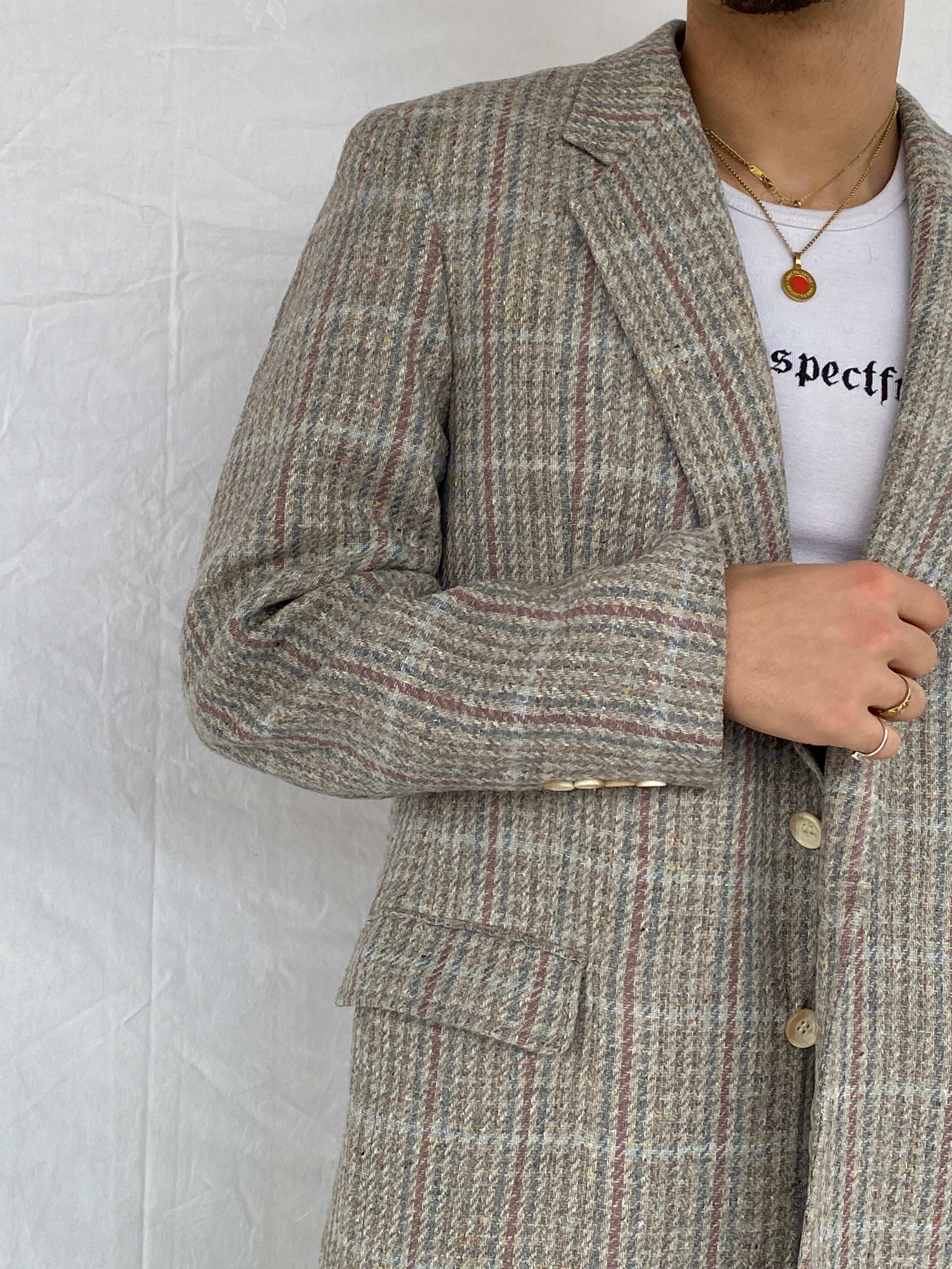 Vintage Chaps by Ralph Lauren Tweed Gray Blazer - L - Balagan Vintage Blazer Abdullah, blazer, full sleeve blazer, men blazer, plaid blazer