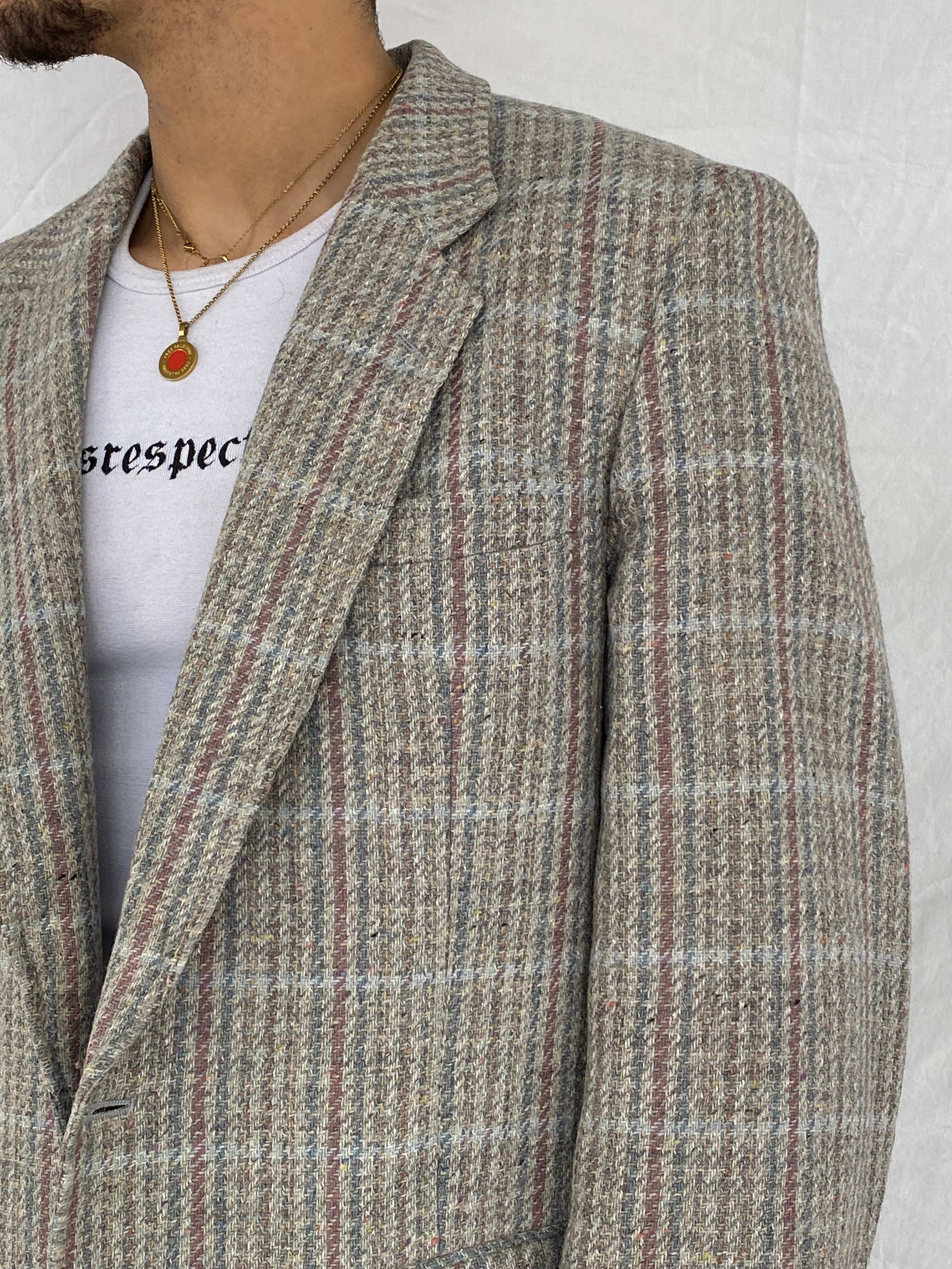 Vintage Chaps by Ralph Lauren Tweed Gray Blazer - L - Balagan Vintage Blazer Abdullah, blazer, full sleeve blazer, men blazer, plaid blazer