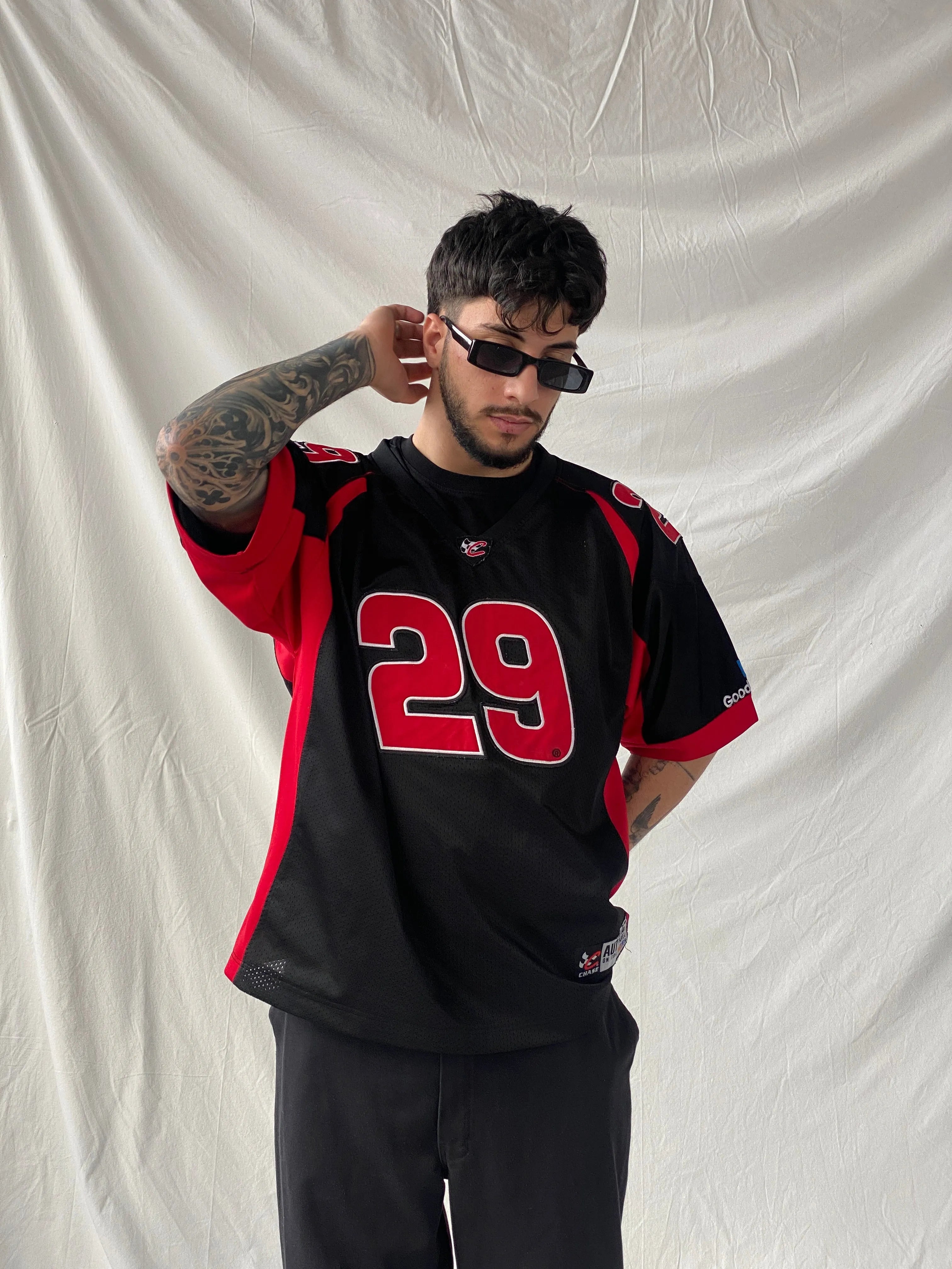 Vintage Chase Authentics NASCAR Kevin Harvick #29 Black Short Sleeve Racing Jersey - XL - Balagan Vintage Half Sleeve Top 90s, consignment, Hamza, Jersey, men, streetwear, vintage, vintage sweater, winter