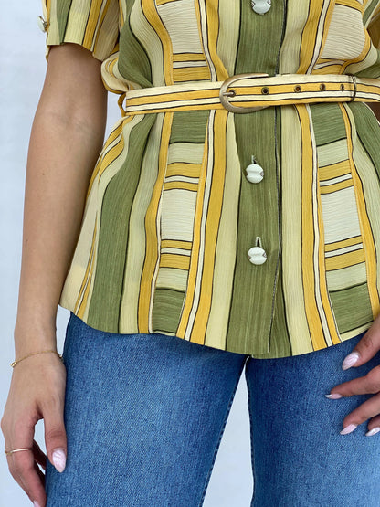 Vintage Christian Michel Striped Shirt - Size M - Balagan Vintage Half Sleeve Shirt 90s, half sleeve shirt, Juana, summer
