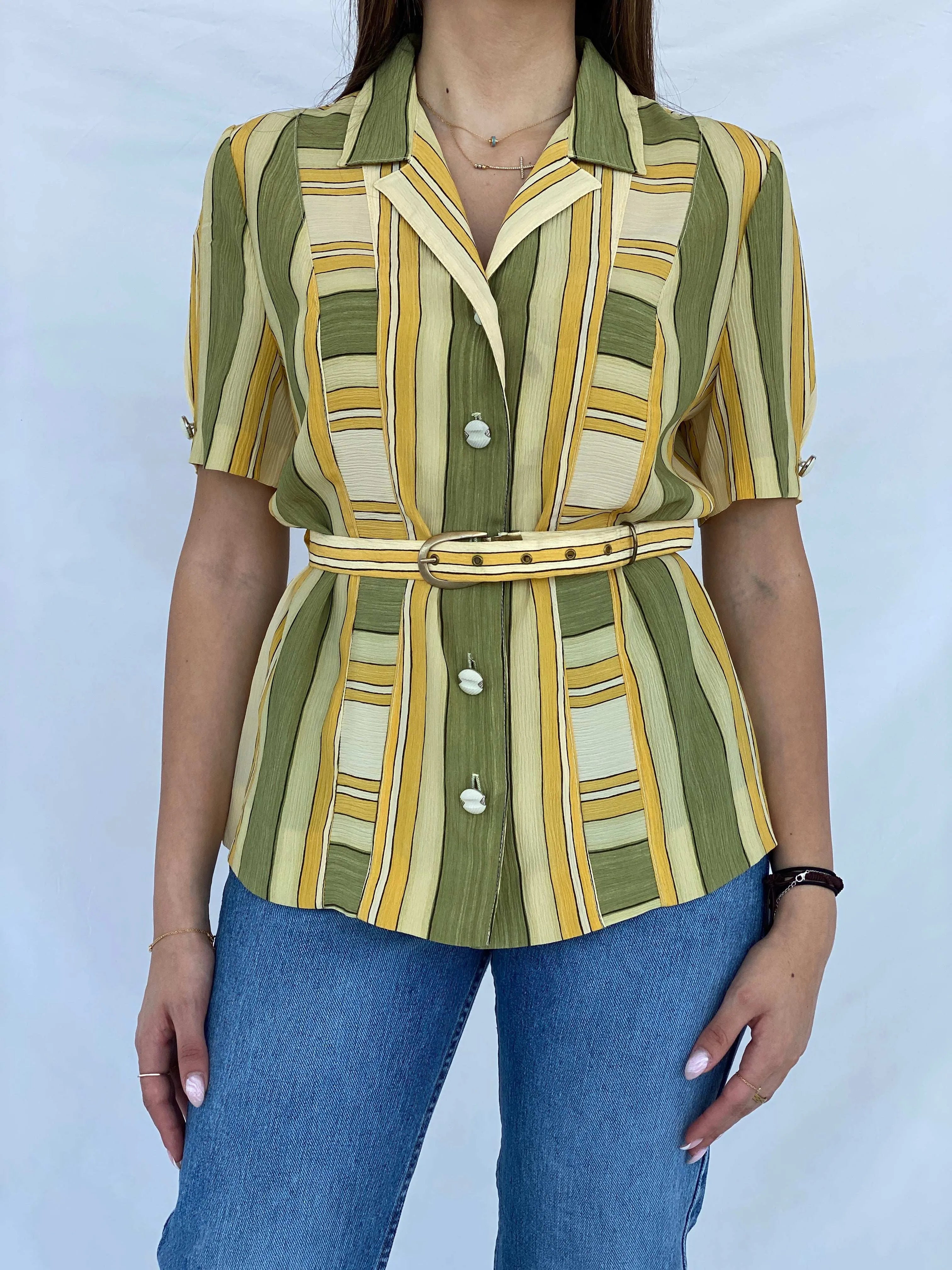 Vintage Christian Michel Striped Shirt - Size M - Balagan Vintage Half Sleeve Shirt 90s, half sleeve shirt, Juana, summer