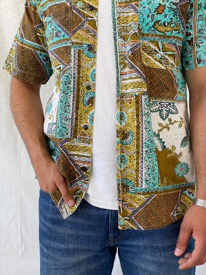 Vintage Christopher Barnes International Short Sleeve Button Down Men’s Printed Shirt - M - Balagan Vintage Half Sleeve Shirt 90s, half sleeve shirt, Hawaiian shirt, mens shirt, printed shirt, Ramez, silk