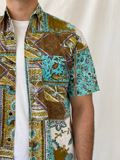 Vintage Christopher Barnes International Short Sleeve Button Down Men’s Printed Shirt - M - Balagan Vintage Half Sleeve Shirt 90s, half sleeve shirt, Hawaiian shirt, mens shirt, printed shirt, Ramez, silk