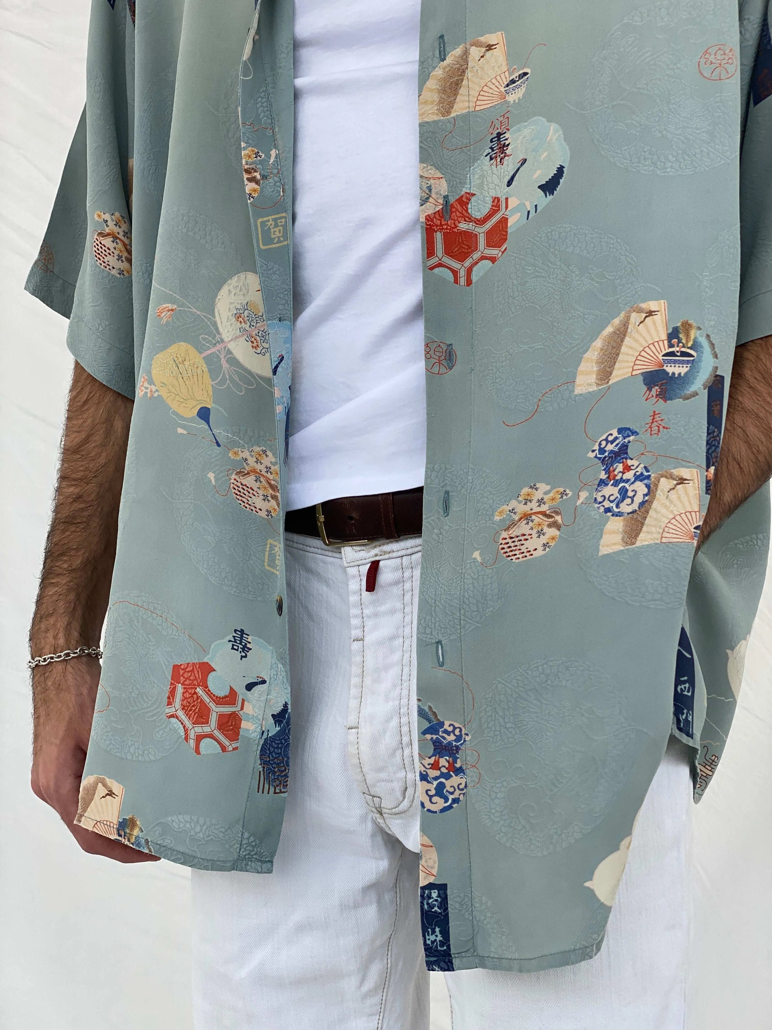 Vintage Citron Printed Silk Shirt - L - Balagan Vintage Half Sleeve Shirt 00s, 90s, Awsam, half sleeve shirt, printed shirt, silk shirt