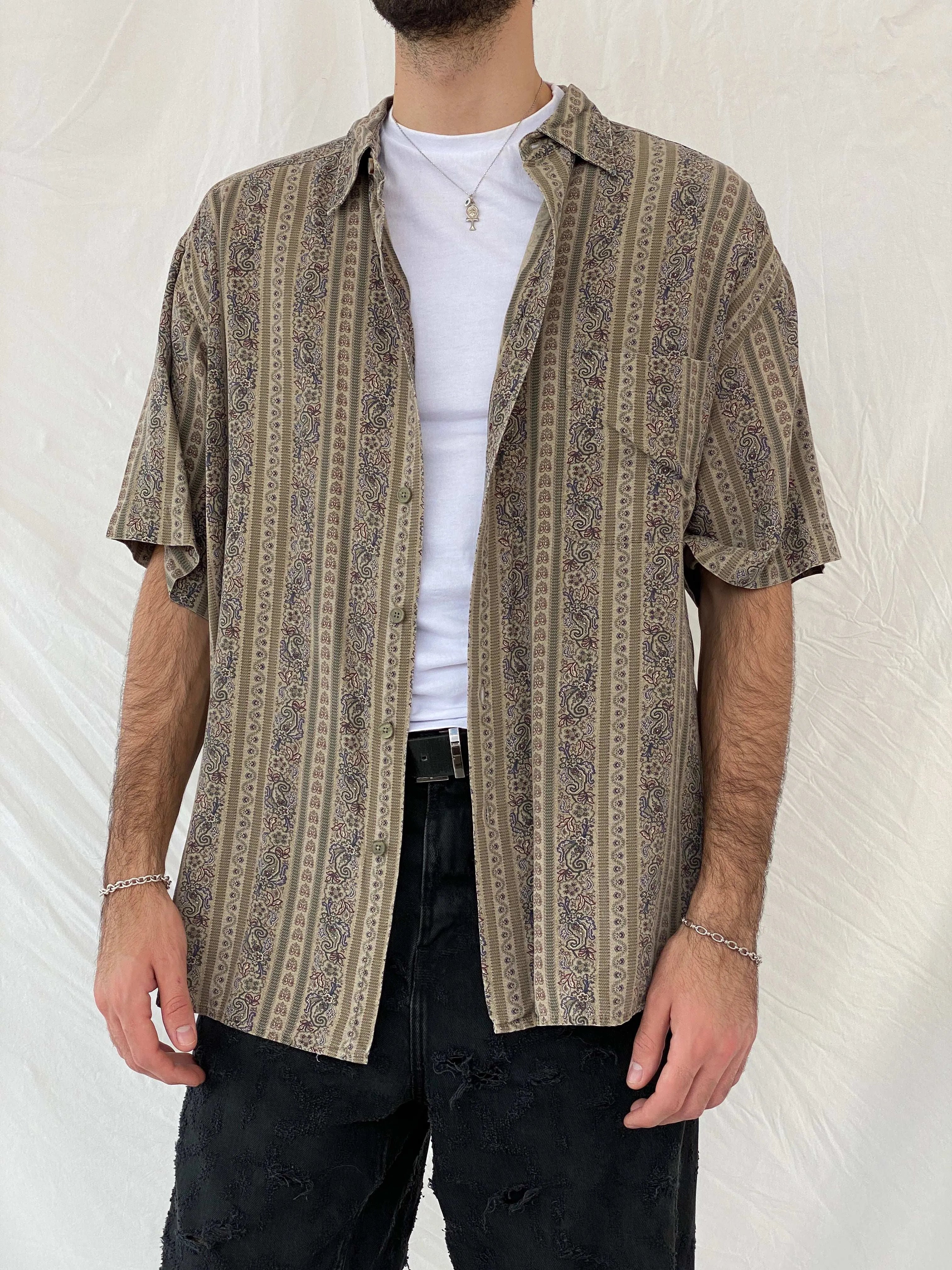 Vintage Claiborne Floral Printed Half-Sleeve Shirt - XL - Balagan Vintage Half Sleeve Shirt 00s, 90s, Awsam, floral, floral shirt, half sleeve shirt, printed shirt