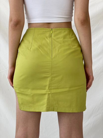 Vintage Claude Zana Paris Futuristic Belted Mini Green Skirt - L - Balagan Vintage Mini Skirt Ayah, mini skirt, skirt