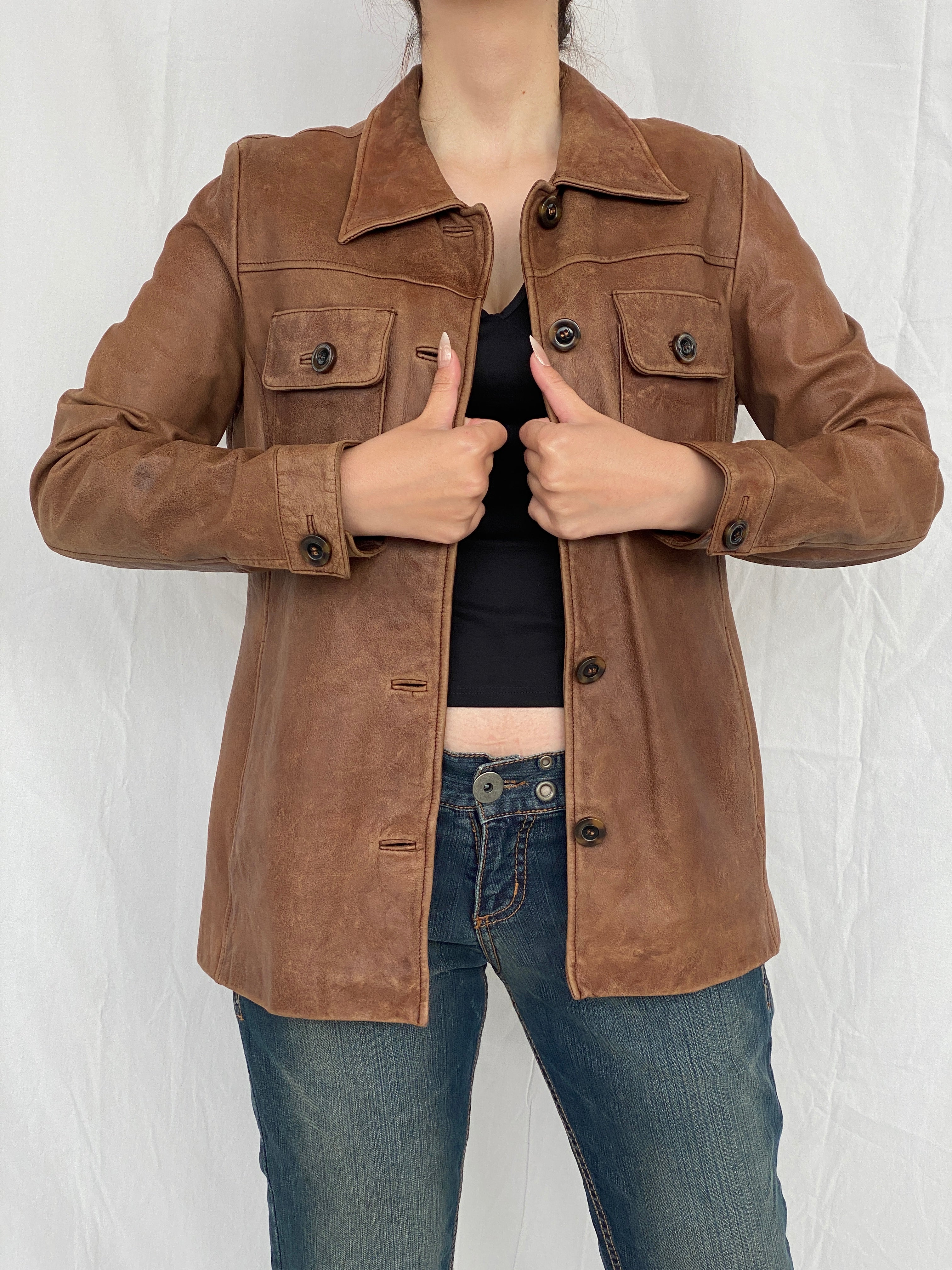 Vintage Club Manaco Classic Brown Leather Jacket - M - Balagan Vintage Leather Jacket Ayah, genuine leather, genuine leather jacket, leather jacket, red leather, winter