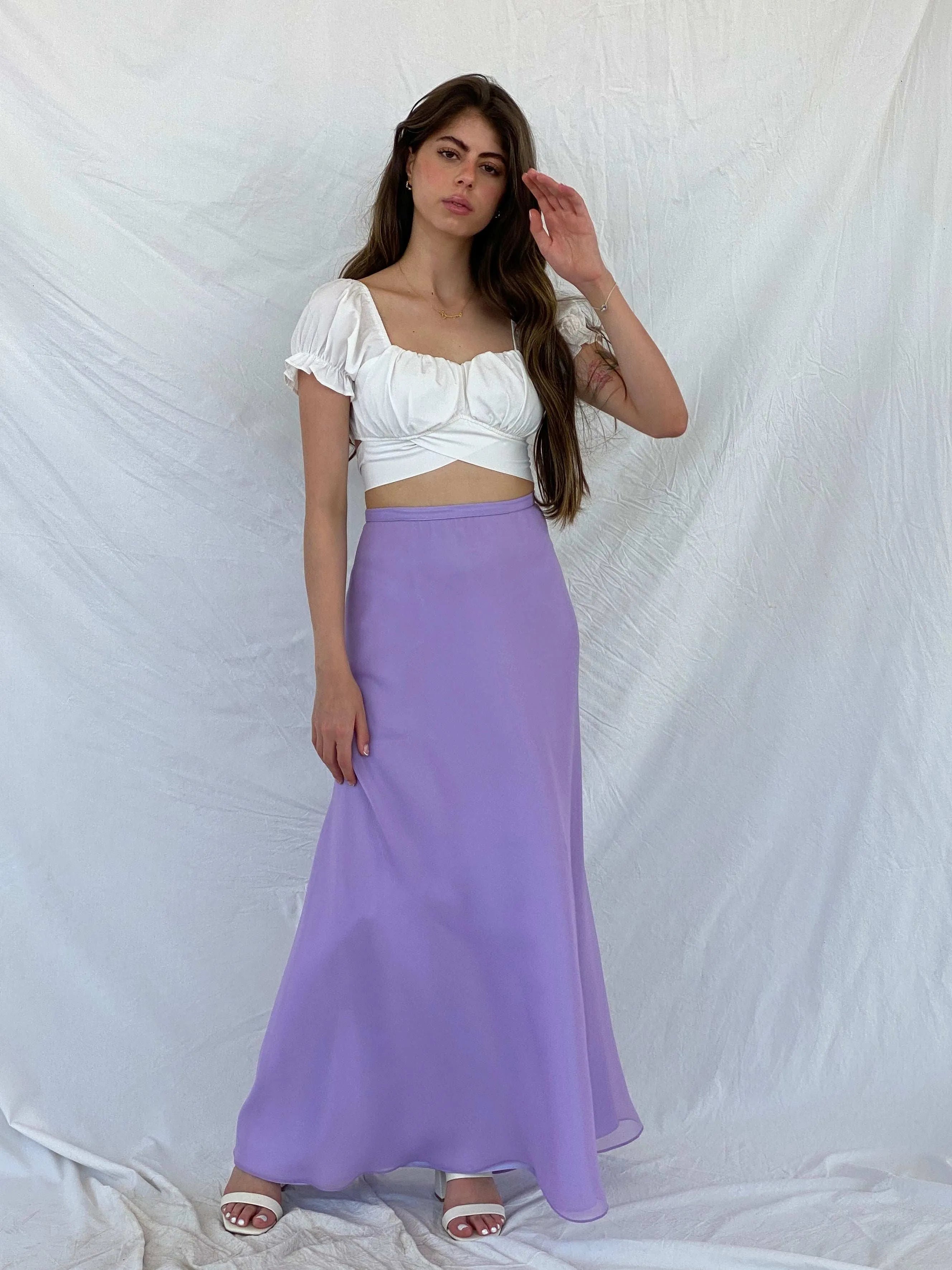Vintage Cmor Abiye Lilac Maxi Skirt - S - Balagan Vintage Maxi Skirt 90s, Deals, maxi skirt, Mira