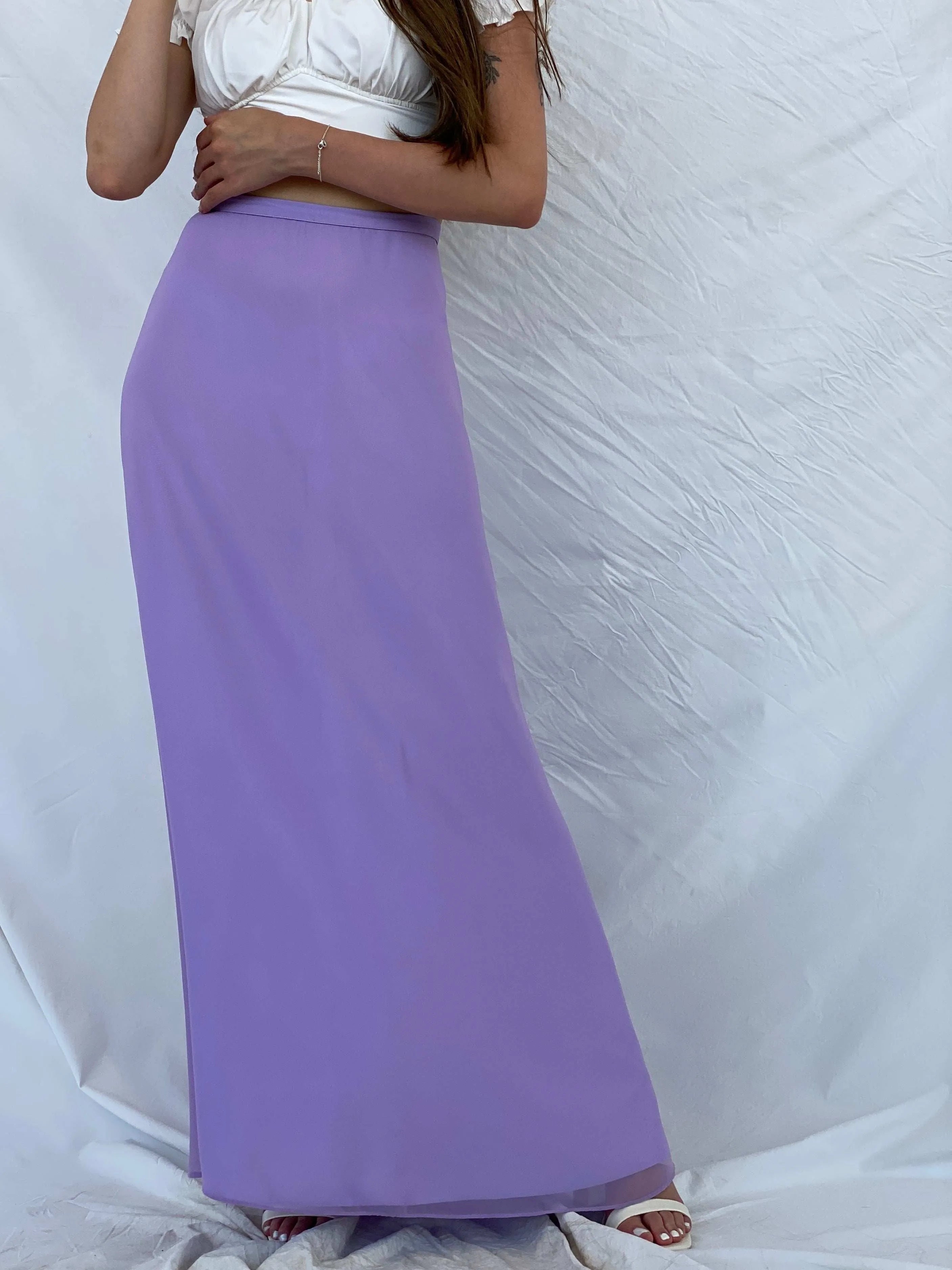 Vintage Cmor Abiye Lilac Maxi Skirt - S - Balagan Vintage Maxi Skirt 90s, Deals, maxi skirt, Mira