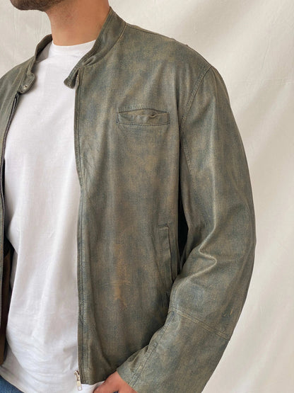 Vintage Conbipel Distressed Metallic Leather Jacket - L - Balagan Vintage Leather Jacket 90s, Deals, genuine leather, genuine leather jacket, leather jacket, Ramez