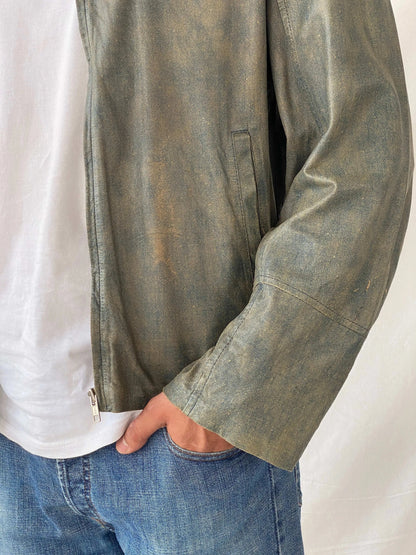 Vintage Conbipel Distressed Metallic Leather Jacket - L - Balagan Vintage Leather Jacket 90s, Deals, genuine leather, genuine leather jacket, leather jacket, Ramez