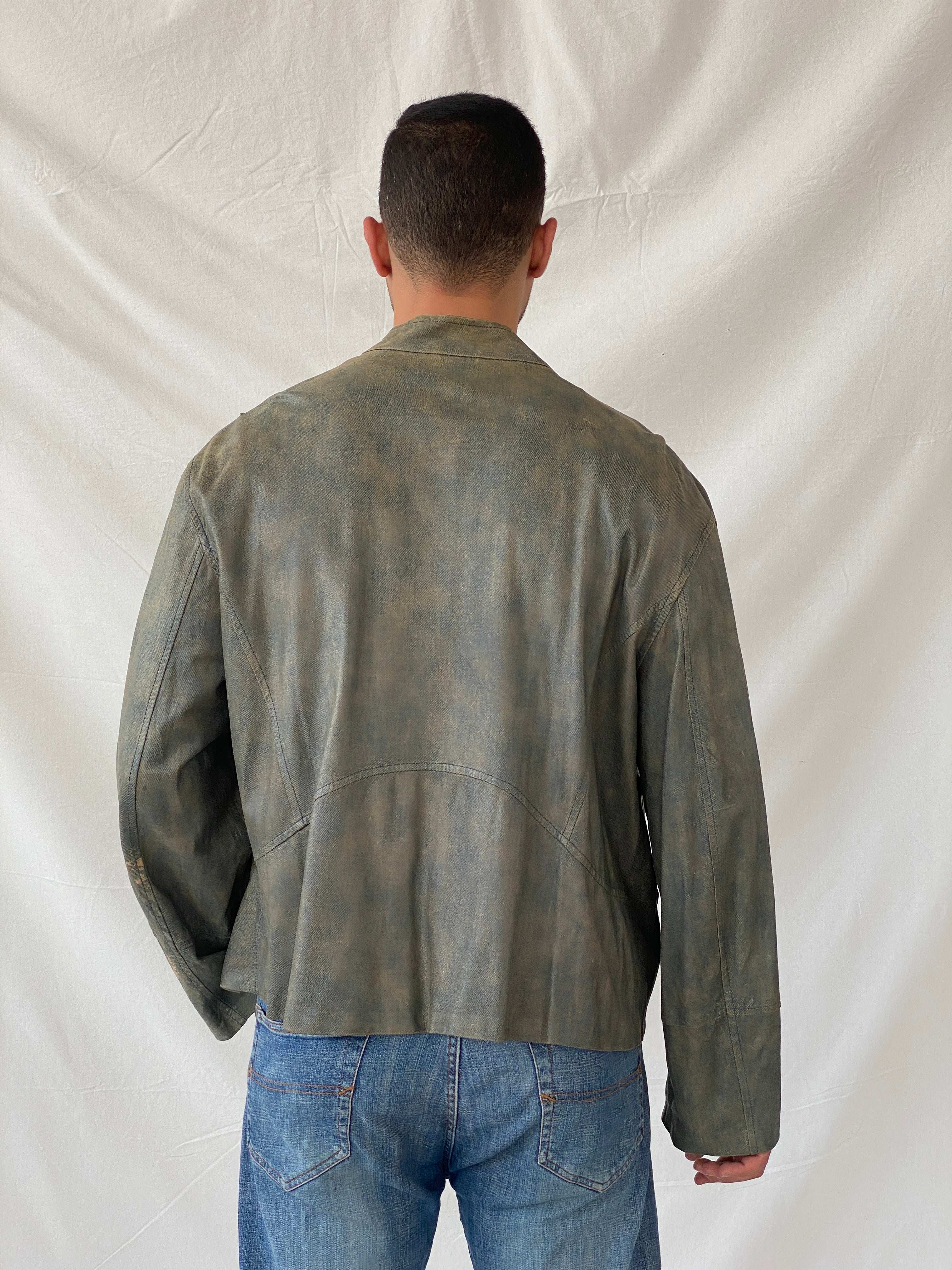 Vintage Conbipel Distressed Metallic Leather Jacket - L - Balagan Vintage Leather Jacket 90s, genuine leather, genuine leather jacket, leather jacket, Ramez