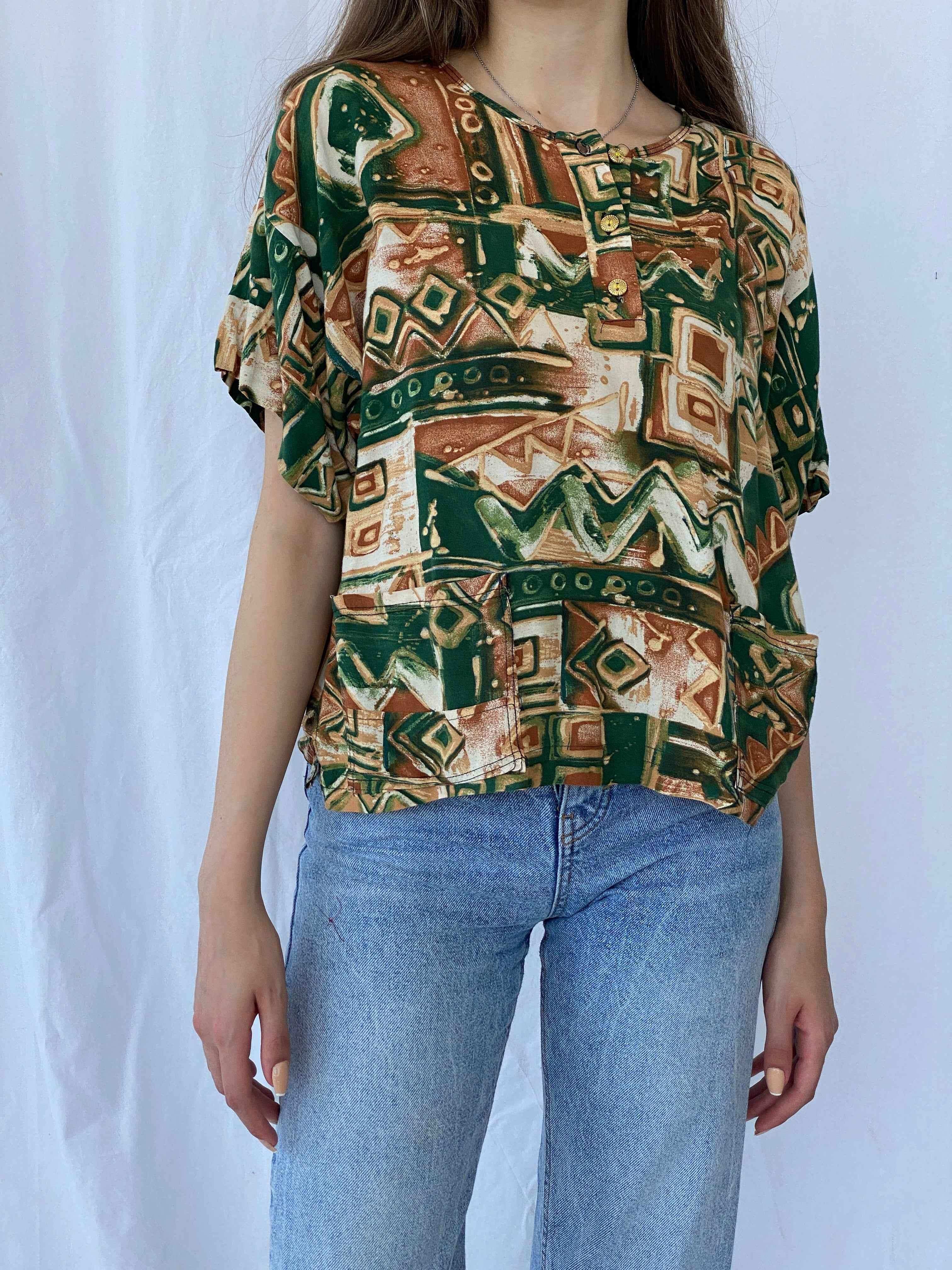 Vintage Confezioni Printed Shirt - Balagan Vintage Half Sleeve Top 90s, Mira, printed shirt