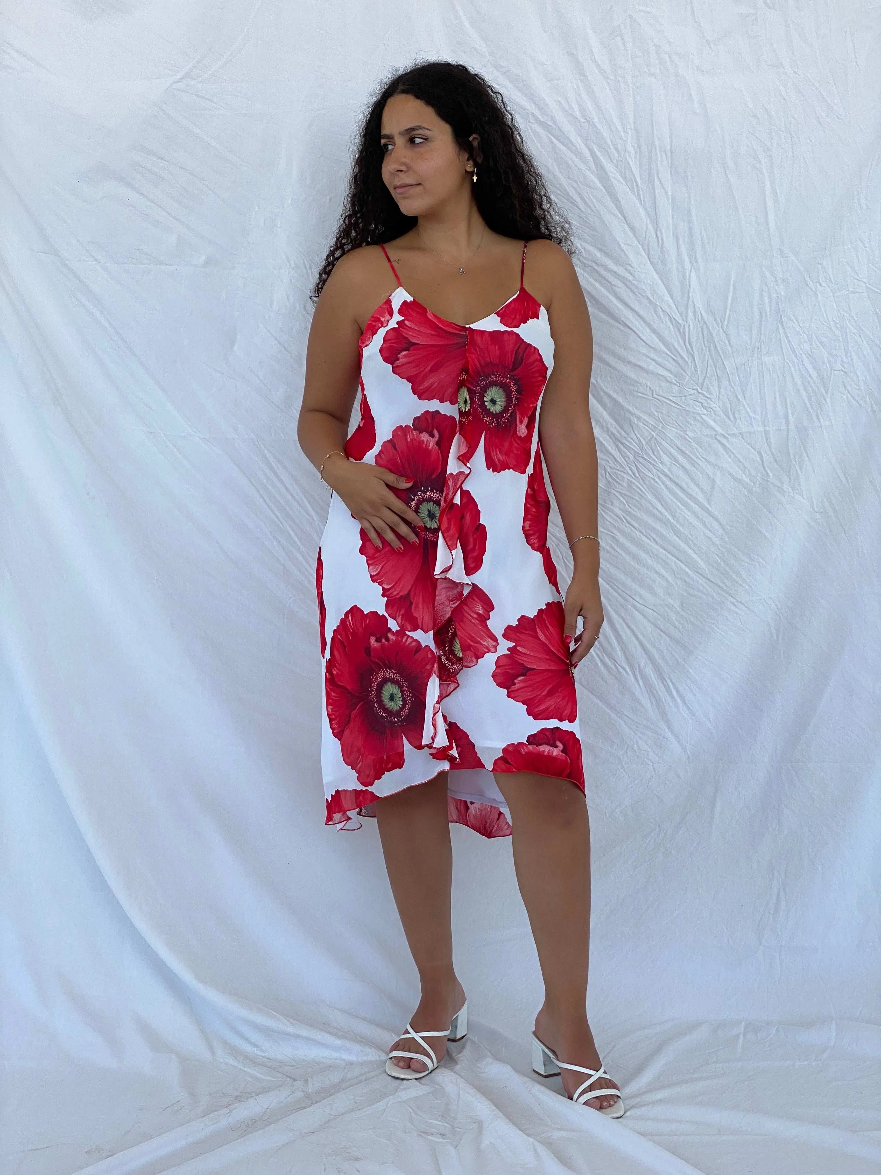 Vintage CORTEFIEL Floral Midi Dress - Size L/XL - Balagan Vintage Midi Dress 00s, 90s, Dina, floral dress, midi dress