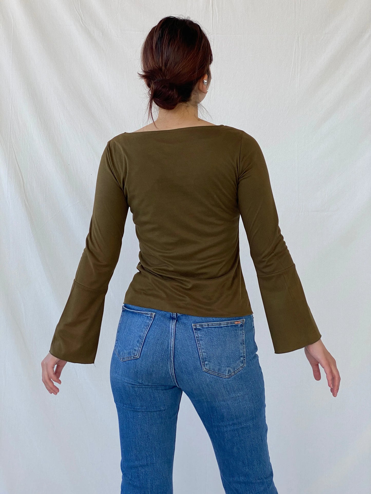 Vintage Cosmos Jeans Olive Green Women’s Long Sleeve Top - S - Balagan Vintage Full Sleeve Top Ayah, full sleeve top, Top, women top