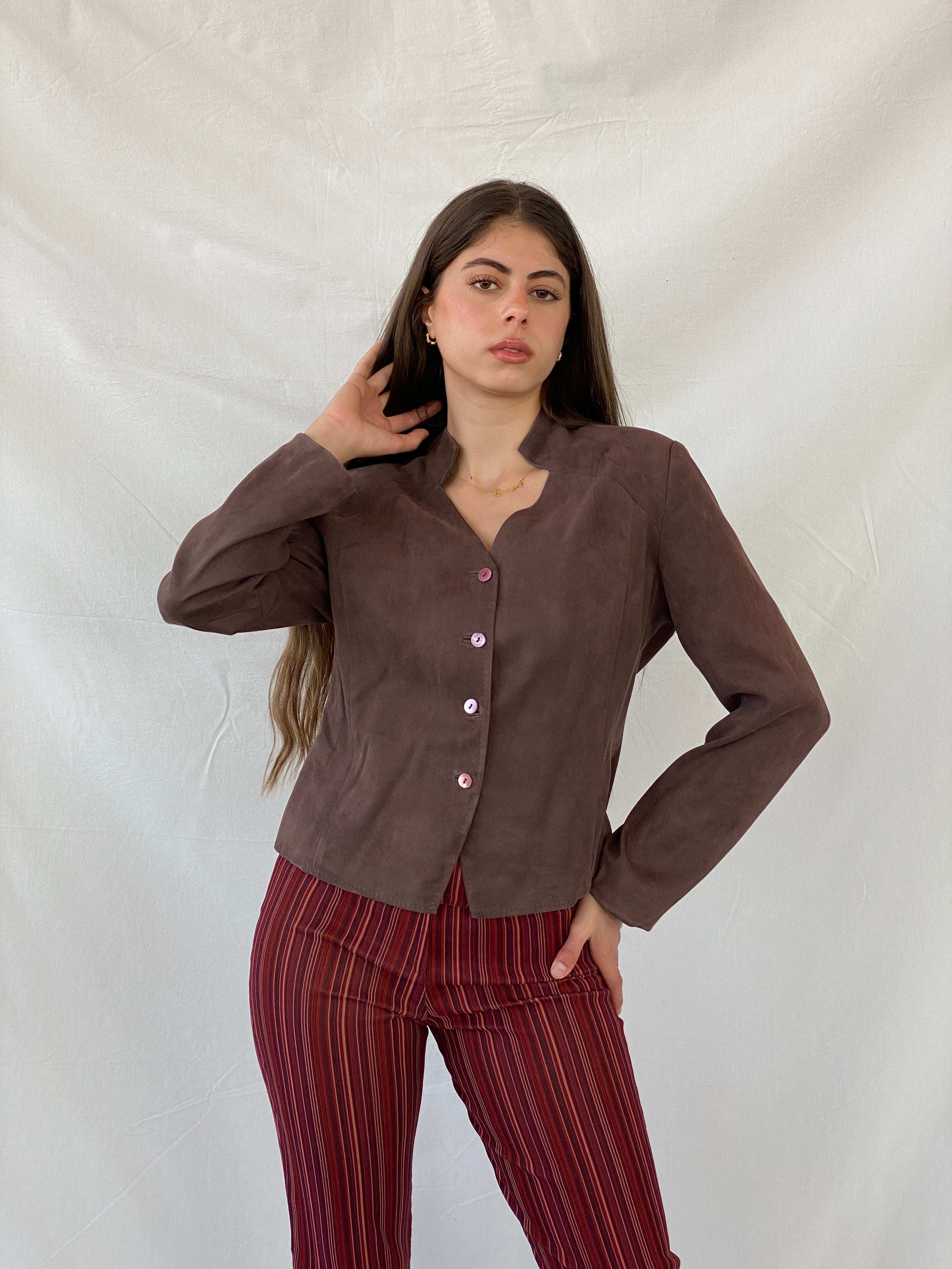 Vintage Country Casuals Brown Buttoned Light Jacket - L - Balagan Vintage Jacket 90s, blazer, Deals, full sleeve blazer, Mira, winter