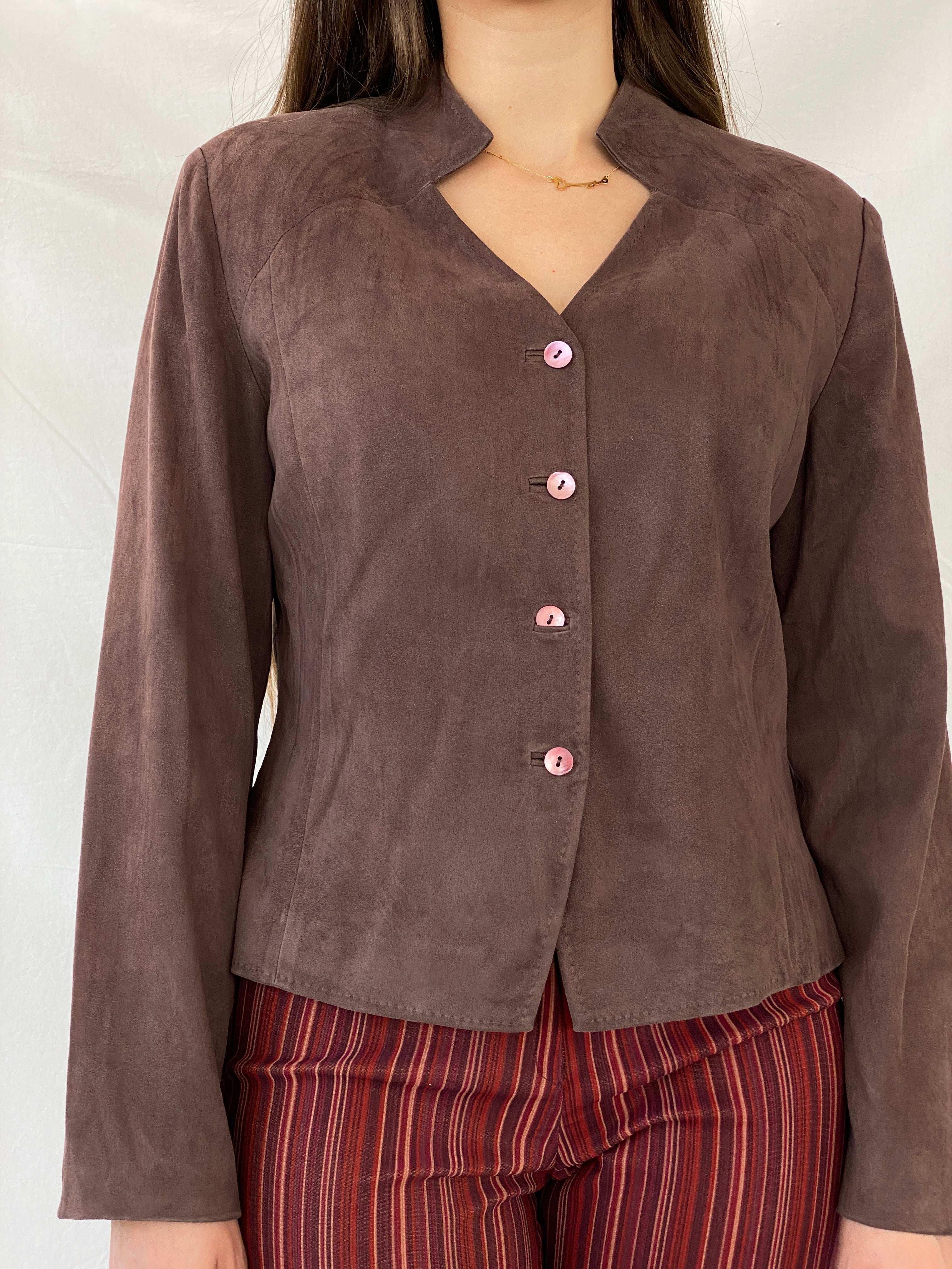 Vintage Country Casuals Brown Buttoned Light Jacket - L - Balagan Vintage Jacket 90s, blazer, Deals, full sleeve blazer, Mira, winter