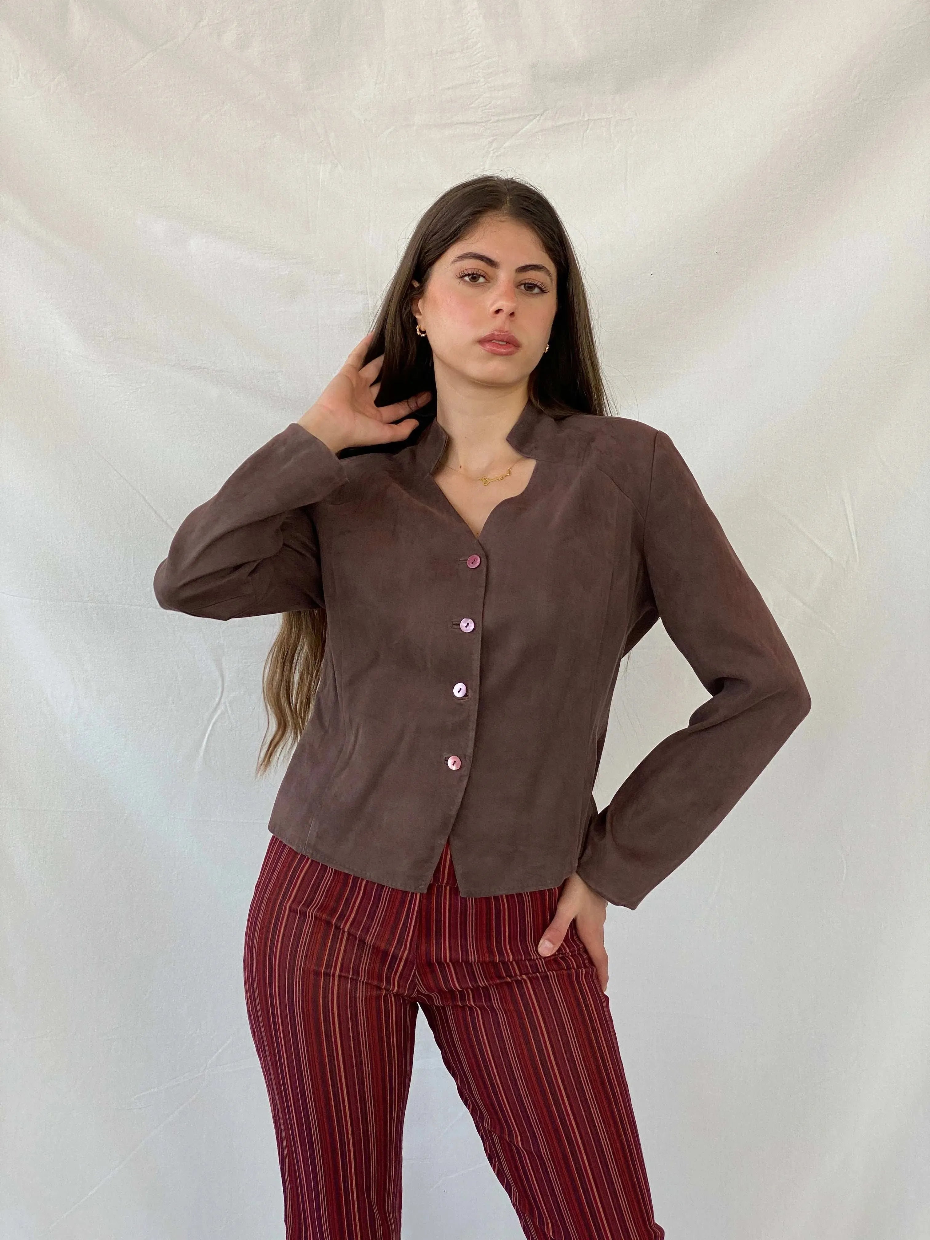 Vintage Country Casuals Brown Buttoned Light Jacket - L - Balagan Vintage Jacket 90s, blazer, Coats&Jackets, full sleeve blazer, Mira, winter