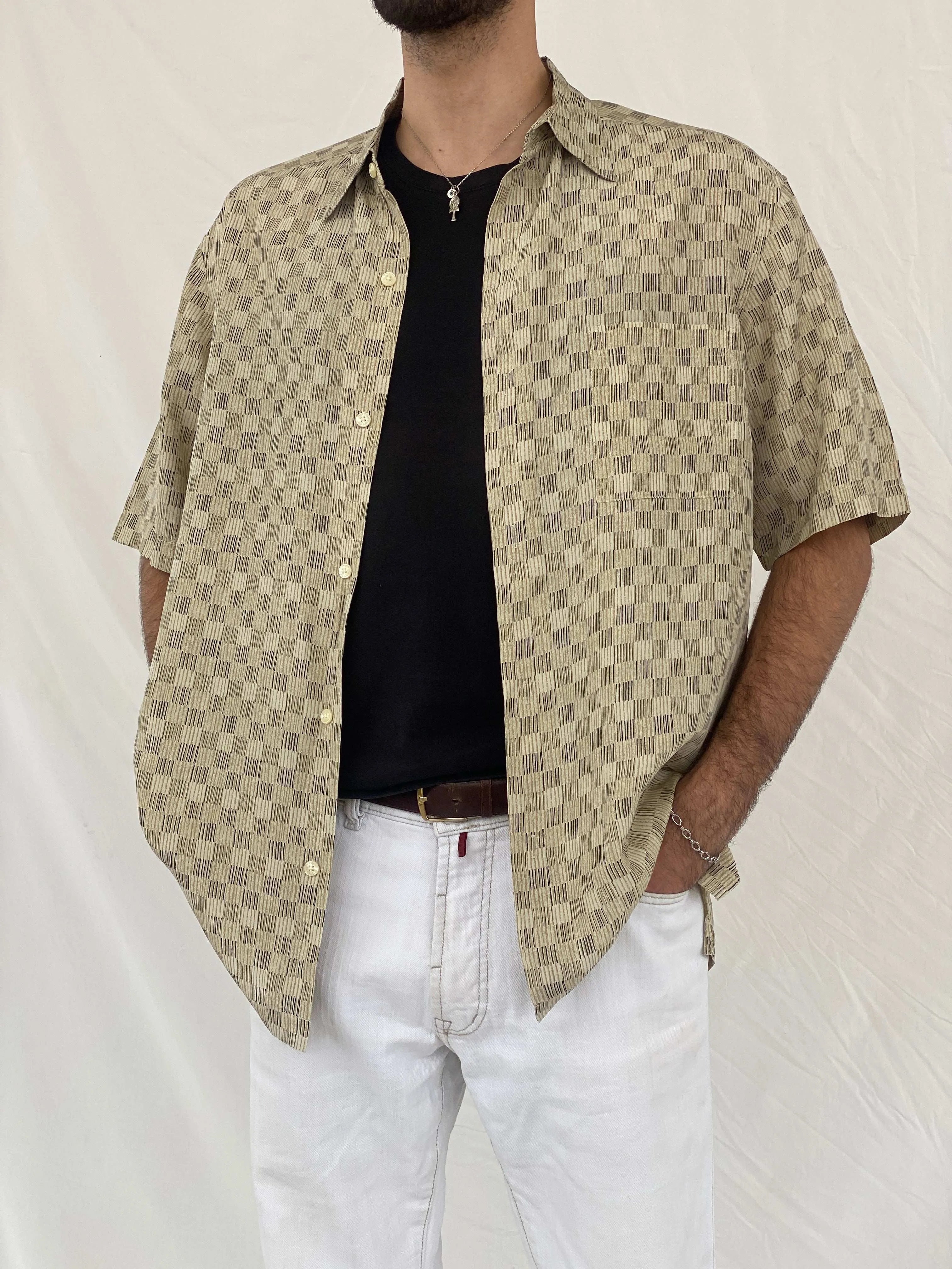 Vintage Crazy Horse Half Sleeve Silk Shirt - L - Balagan Vintage Half Sleeve Shirt 00s, 90s, Awsam, half sleeve shirt, printed shirt, striped shirt
