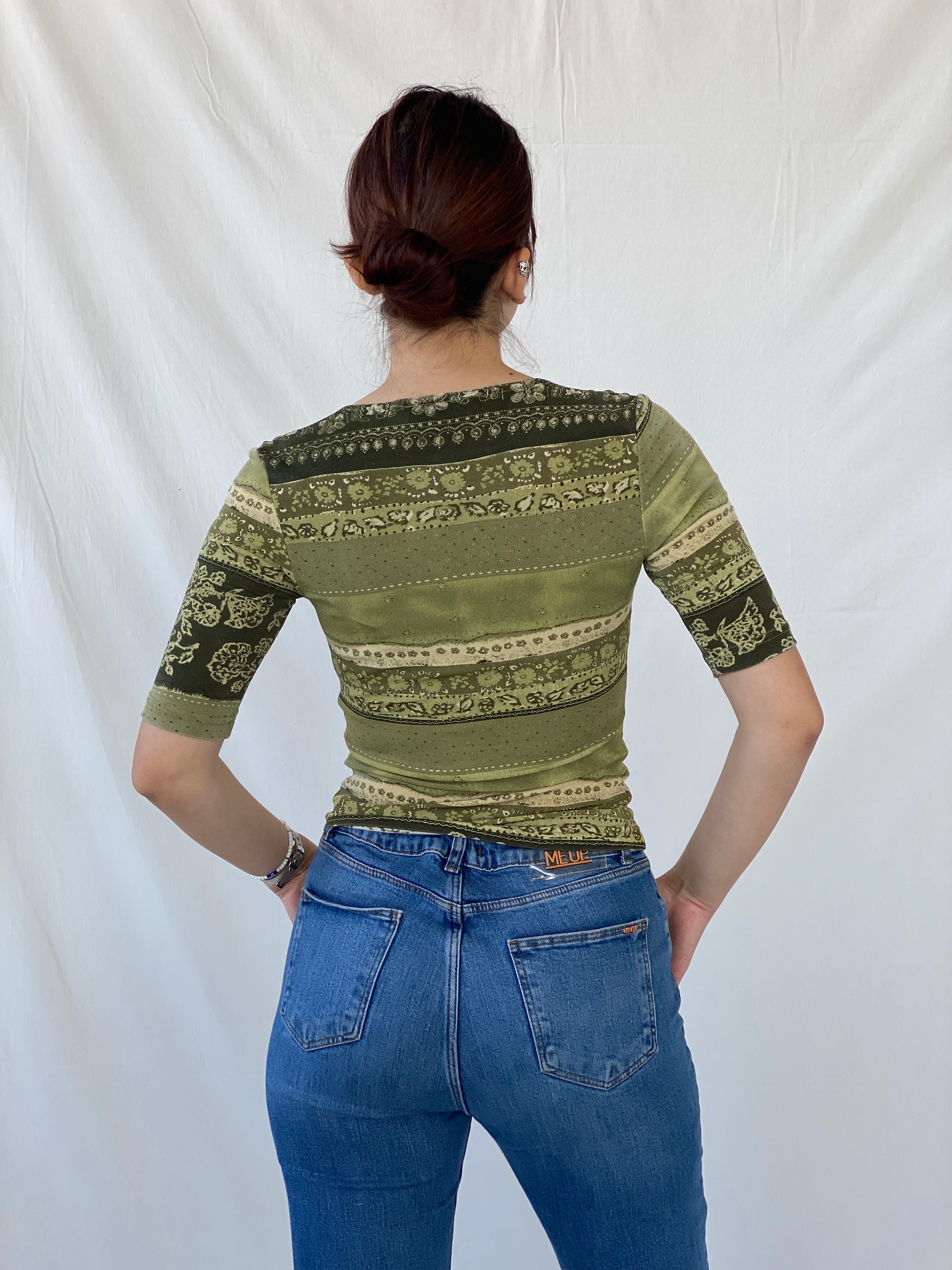 Vintage Daniel Laurent Paisley Print Green Women’s Top - M - Balagan Vintage Full Sleeve Top Ayah, full sleeve top, NEW IN, women top