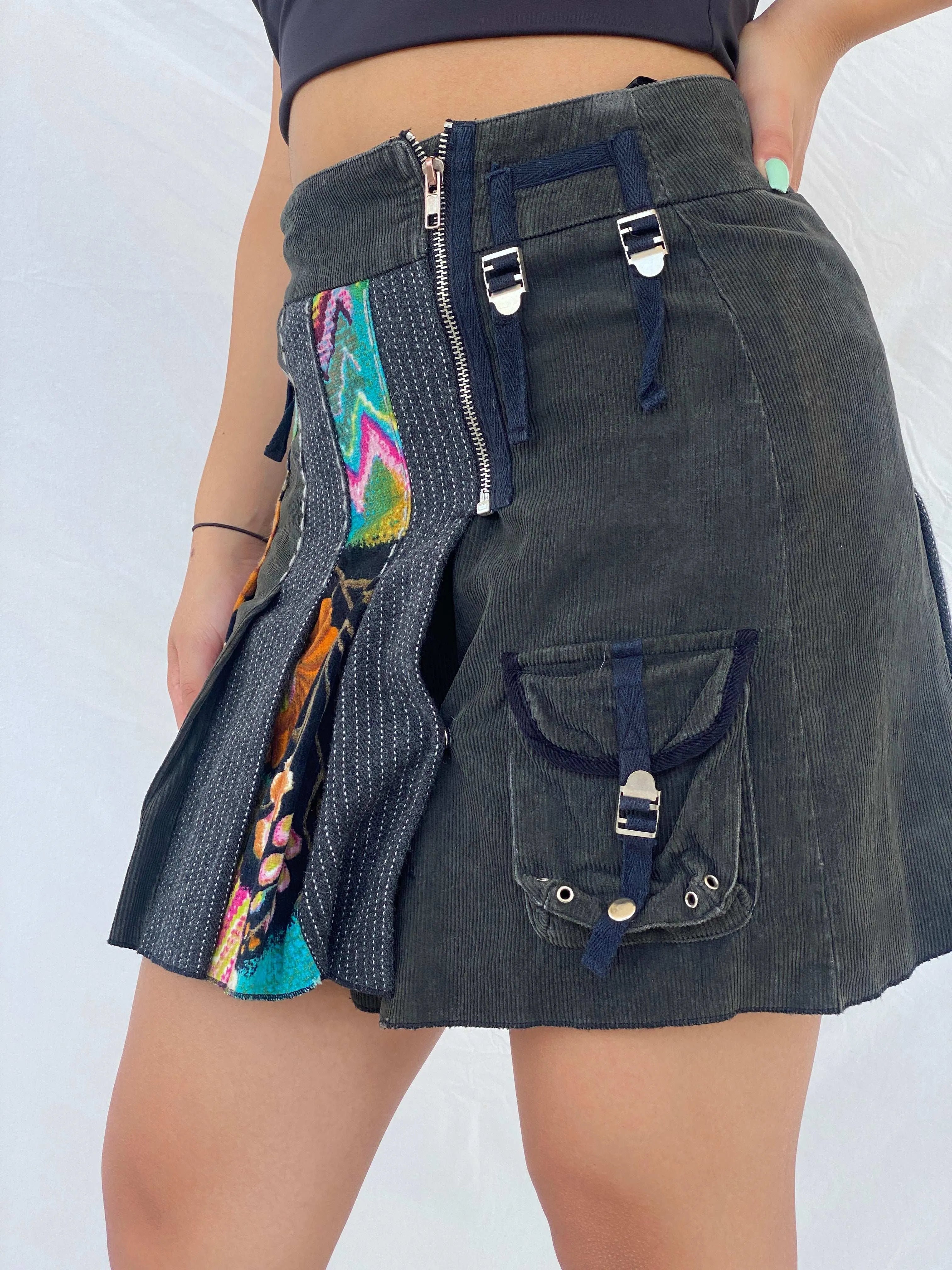 Vintage Derhy Mini Corduroy Skirt - S - Balagan Vintage Mini Skirt 00s, Lana, mini skirt, summer