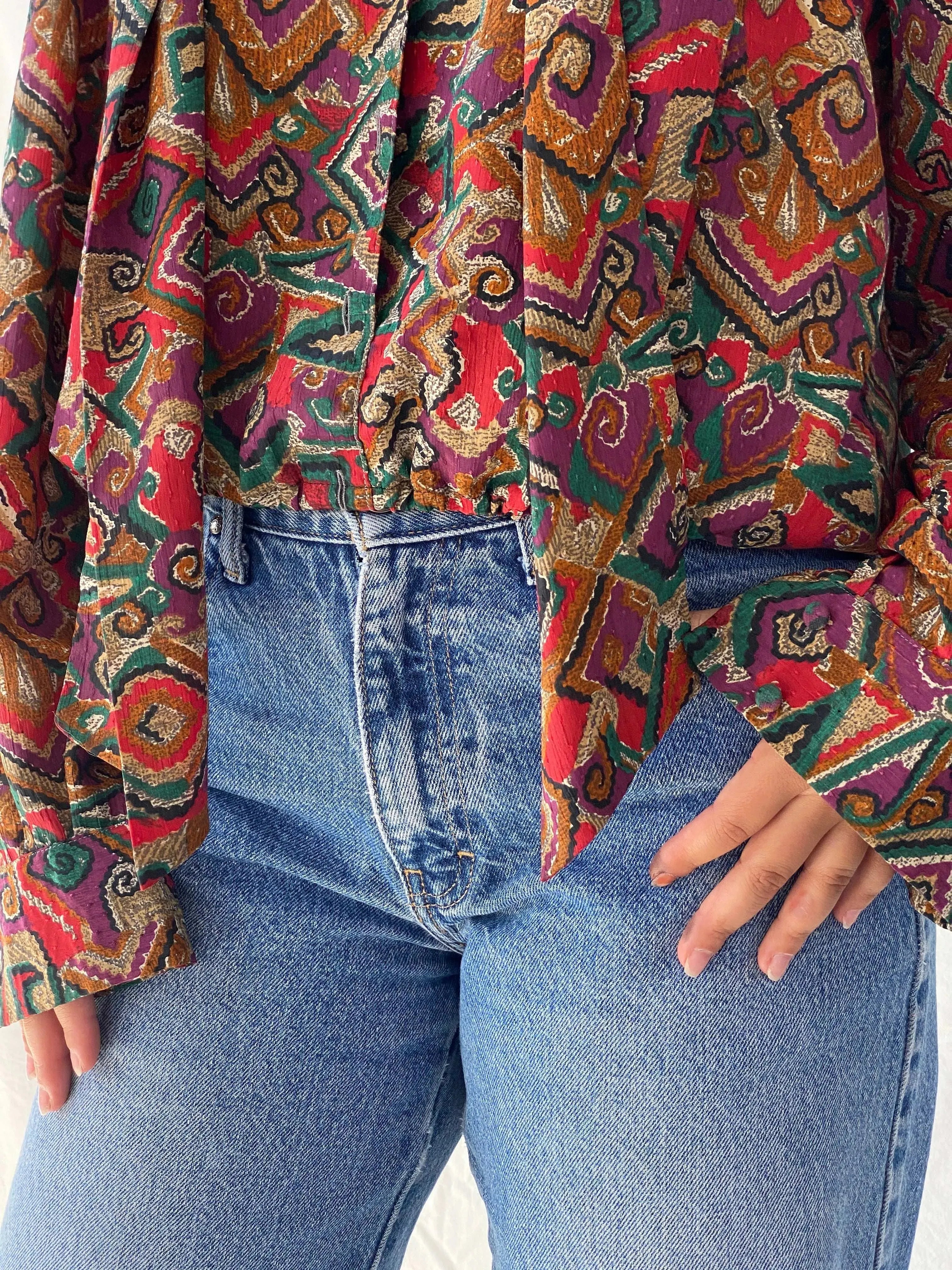 Vintage Devernois Paris Printed Button Up Full Sleeve Shirt - M - Balagan Vintage Full Sleeve Shirt 00s, Deals, full sleeve shirt, Lana, summer