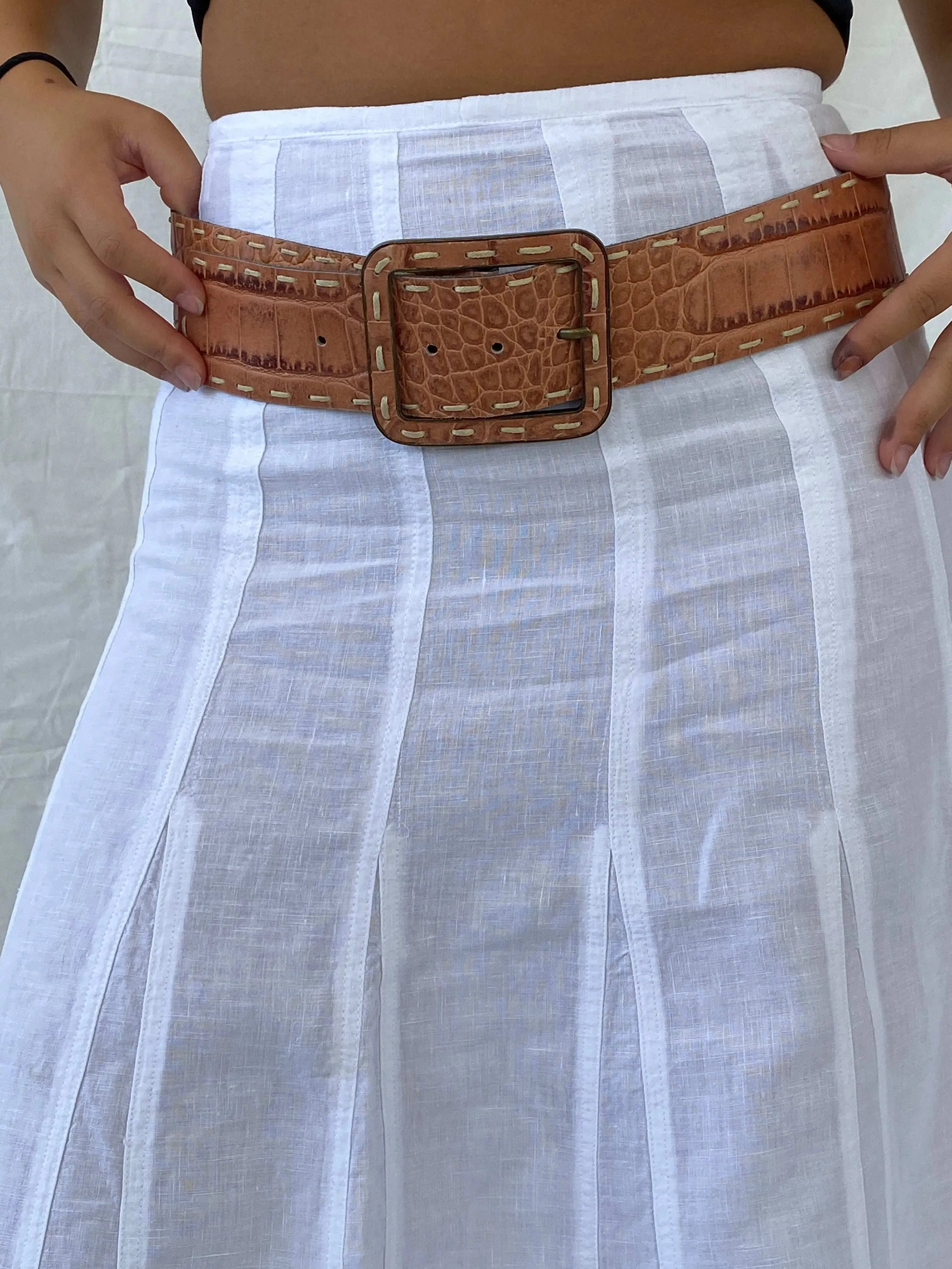 Vintage Didi Adds Flavour Faux Alligator Leather Brown Belt - S - Balagan Vintage Belt 90s, belt, Lana