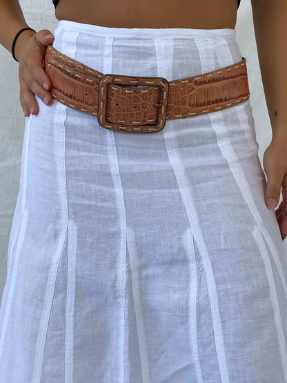 Vintage Didi Adds Flavour Faux Alligator Leather Brown Belt - S - Balagan Vintage Belt 90s, belt, Lana