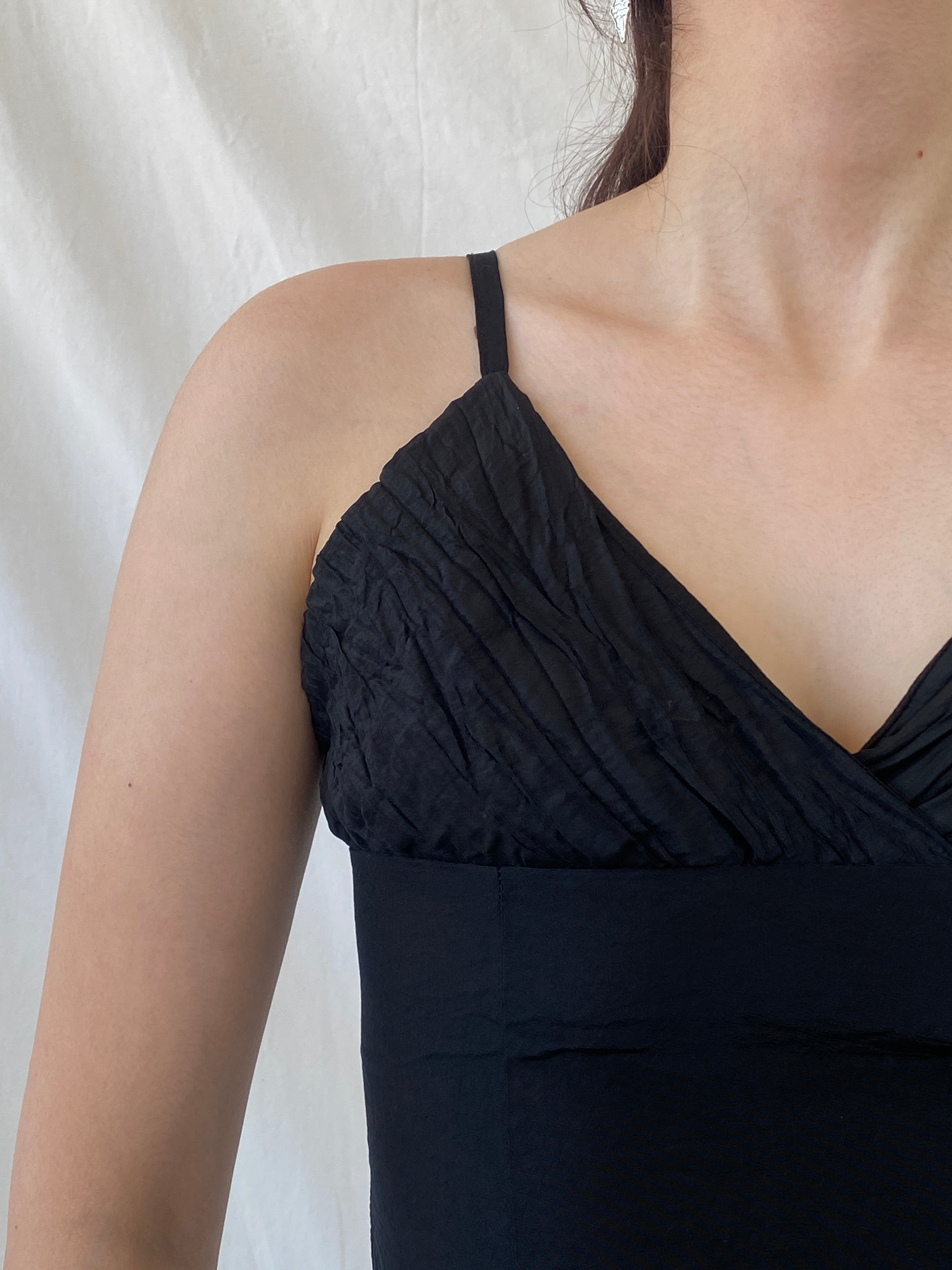 Vintage Display Black Cami Top Formal Ruched Camisole with Clasp Closure - S - Balagan Vintage Cami 00s, Ayah, Cami, NEW IN, summer, women top