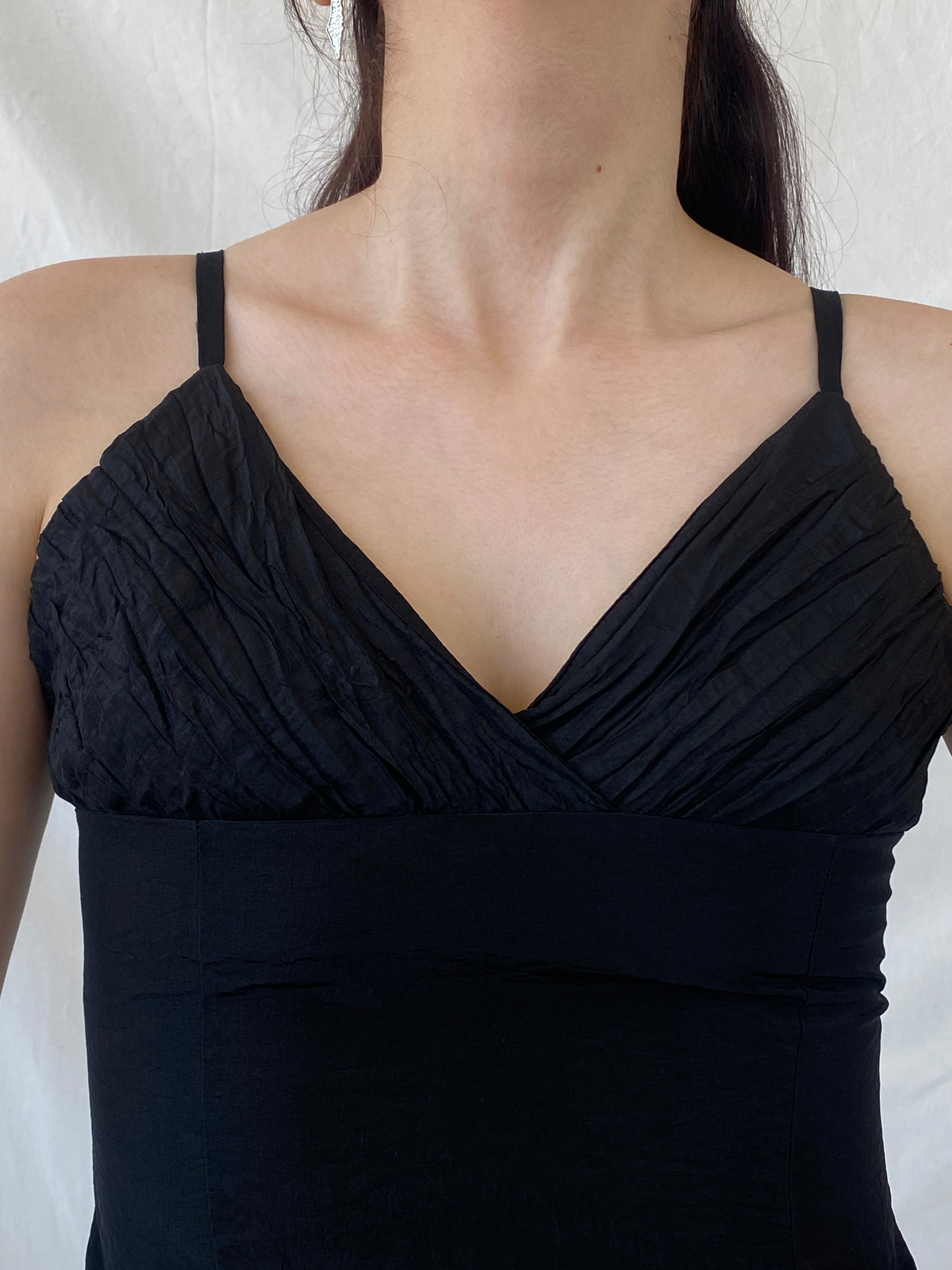 Vintage Display Black Cami Top Formal Ruched Camisole with Clasp Closure - S - Balagan Vintage Cami 00s, Ayah, Cami, NEW IN, summer, women top