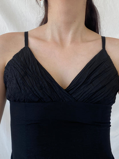 Vintage Display Black Cami Top Formal Ruched Camisole with Clasp Closure - S - Balagan Vintage Cami 00s, Ayah, Cami, NEW IN, summer, women top
