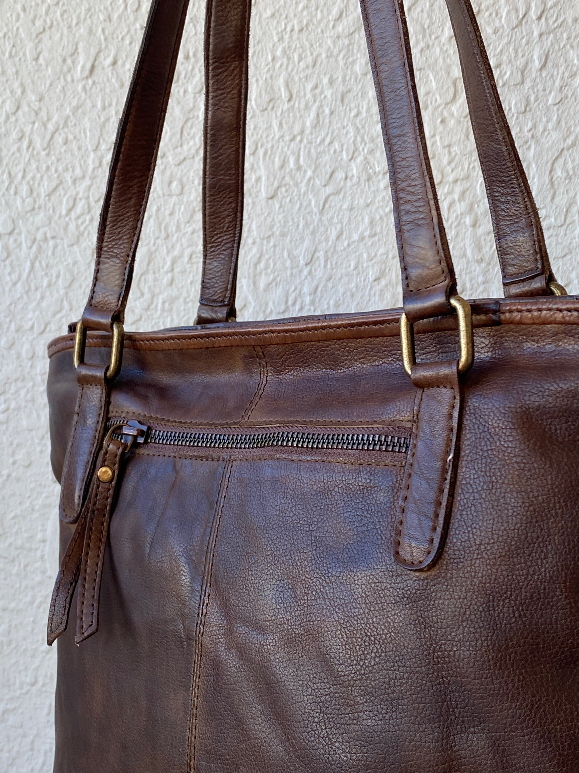 Vintage Distressed Brown Genuine Indian Woven Leather Tote Shoulder Bag - Balagan Vintage Shoulder Bag 00s, 90s, bag, genuine leather, shoulder bag, summer, Y2K