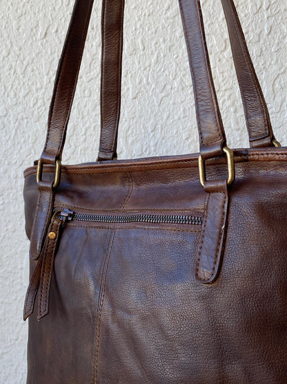 Vintage Distressed Brown Genuine Indian Woven Leather Tote Shoulder Bag - Balagan Vintage Shoulder Bag 00s, 90s, bag, genuine leather, shoulder bag, summer, Y2K