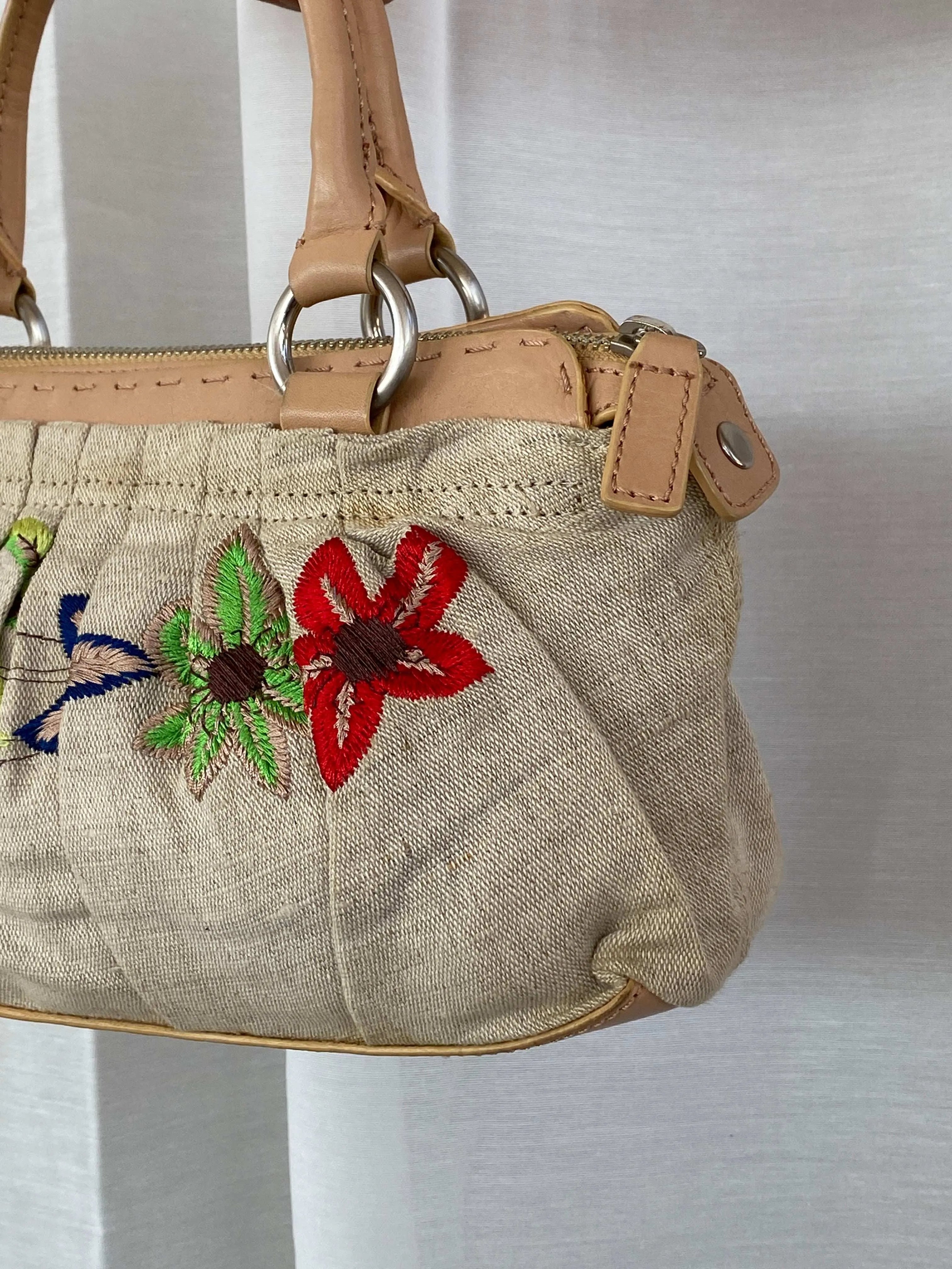 Vintage DKNY Floral Embroidered Canvas Handbag - Balagan Vintage Handbags 90s, consignment, Sadouf