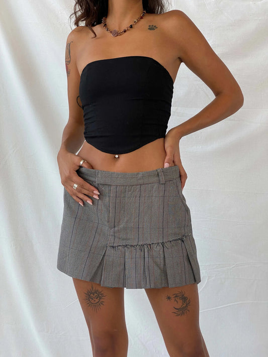 Vintage Dondup Pleated Plaid Mini Skirt - M - Balagan Vintage Mini Skirt 90s, mini skirt, plaid, plaid skirt, summer, Tojan