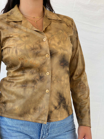 Vintage Dream Time Marble Brown Full-Sleeve Shirt - M - Balagan Vintage Full Sleeve Shirt 00s, 90s, full sleeve shirt, Lana, summer