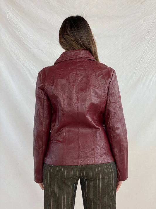 Vintage East 5th Genuine Leather Zip Up Jacket - Balagan Vintage Leather Jacket 90s, genuine leather, genuine leather jacket, Juana, leather, red leather