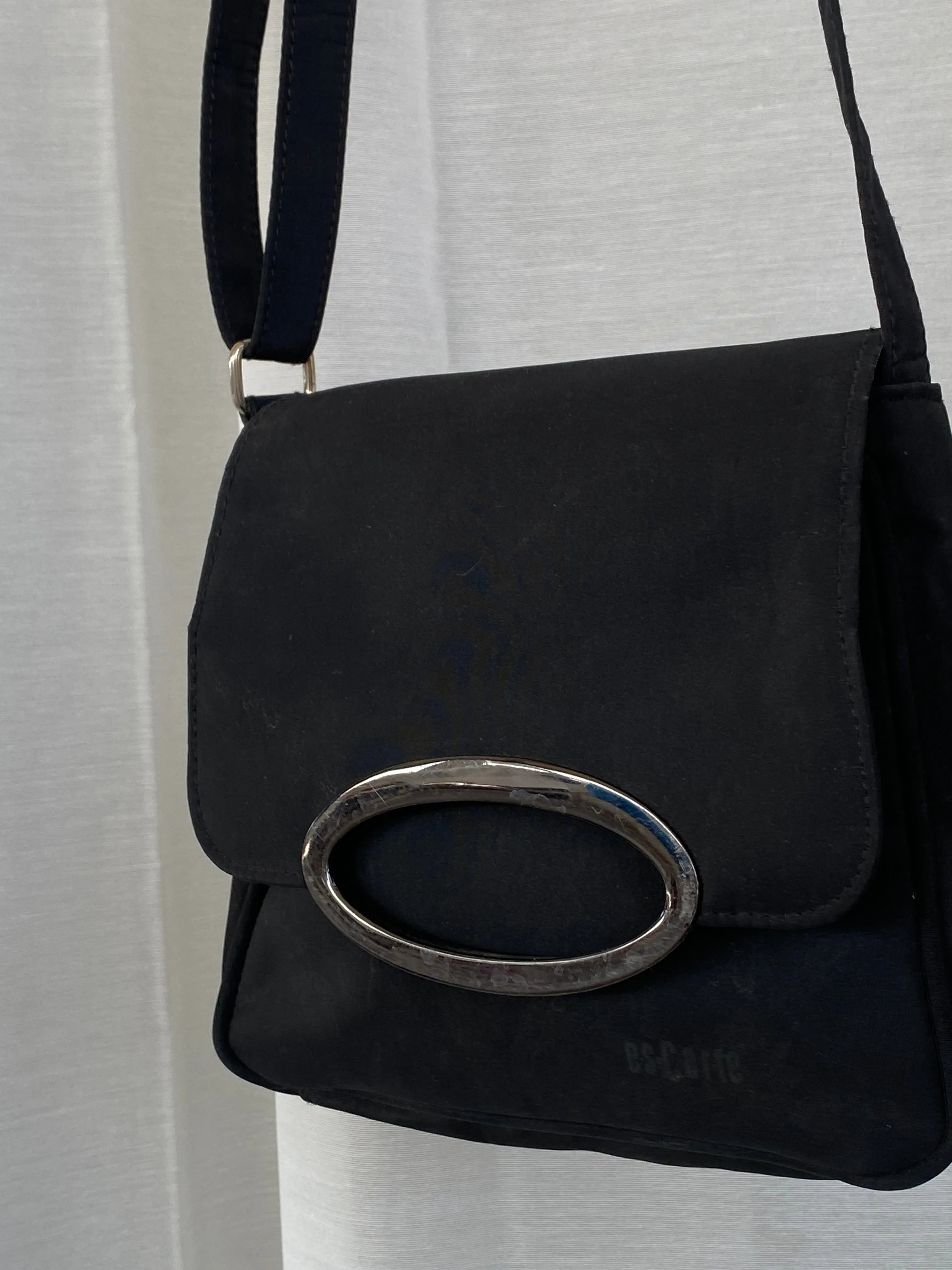 Vintage Es-Carte Black Canvas Mini Crossbody Bag - Balagan Vintage Cross Body Bag 00s, 90s, bag, shoulder bag, Y2K