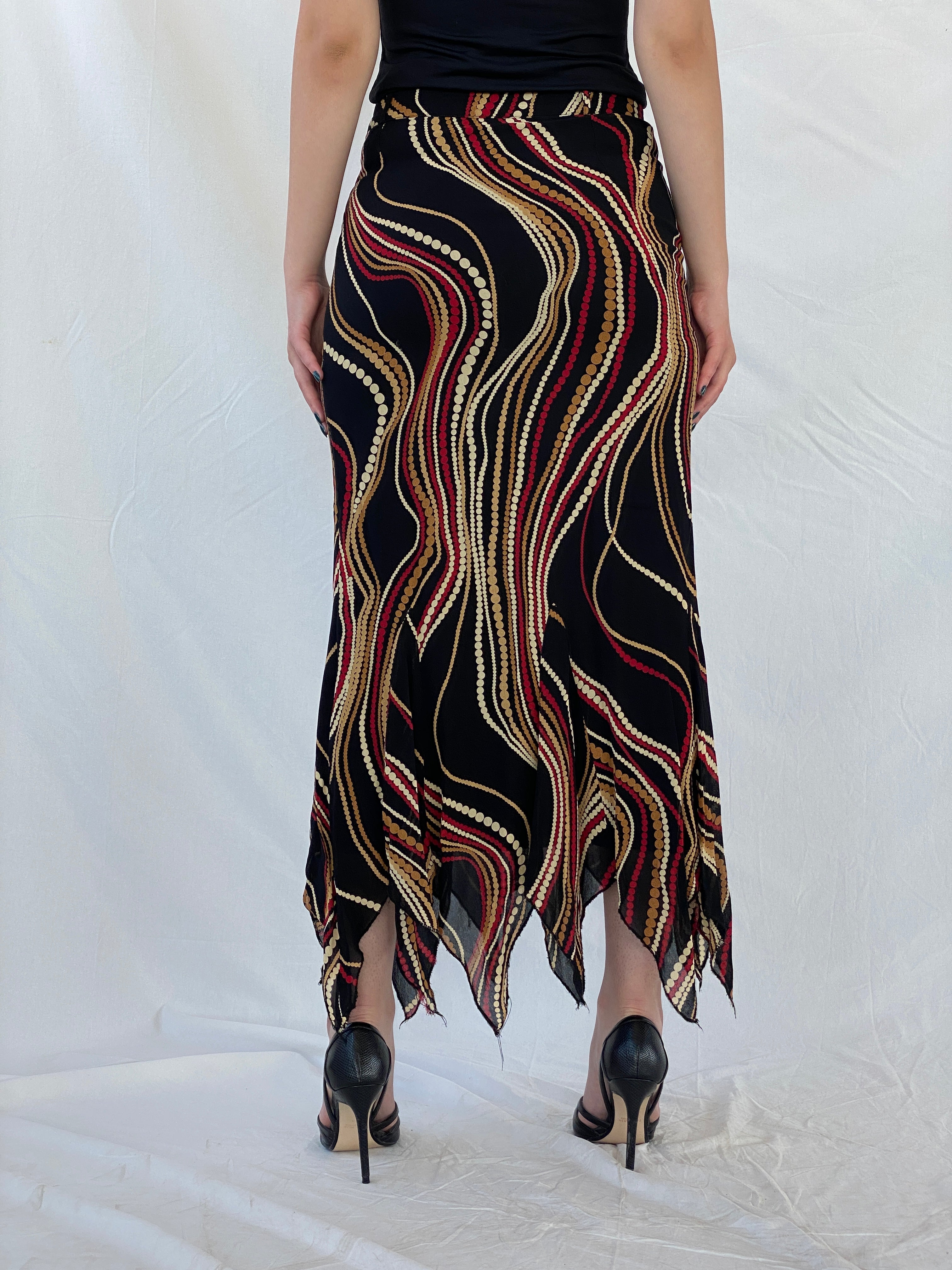 Vintage Feyyaz Collection Black Groovy Asymmetric Maxi Skirt - M - Balagan Vintage Maxi Skirt 00s, Ayah, maxi skirt, NEW IN, skirt, winter, women skirt