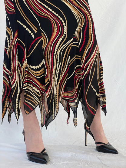 Vintage Feyyaz Collection Black Groovy Asymmetric Maxi Skirt - M - Balagan Vintage Maxi Skirt 00s, Ayah, maxi skirt, skirt, winter, women skirt