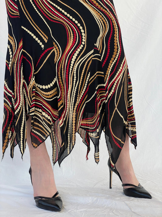 Vintage Feyyaz Collection Black Groovy Asymmetric Maxi Skirt - M - Balagan Vintage Maxi Skirt 00s, Ayah, maxi skirt, skirt, winter, women skirt
