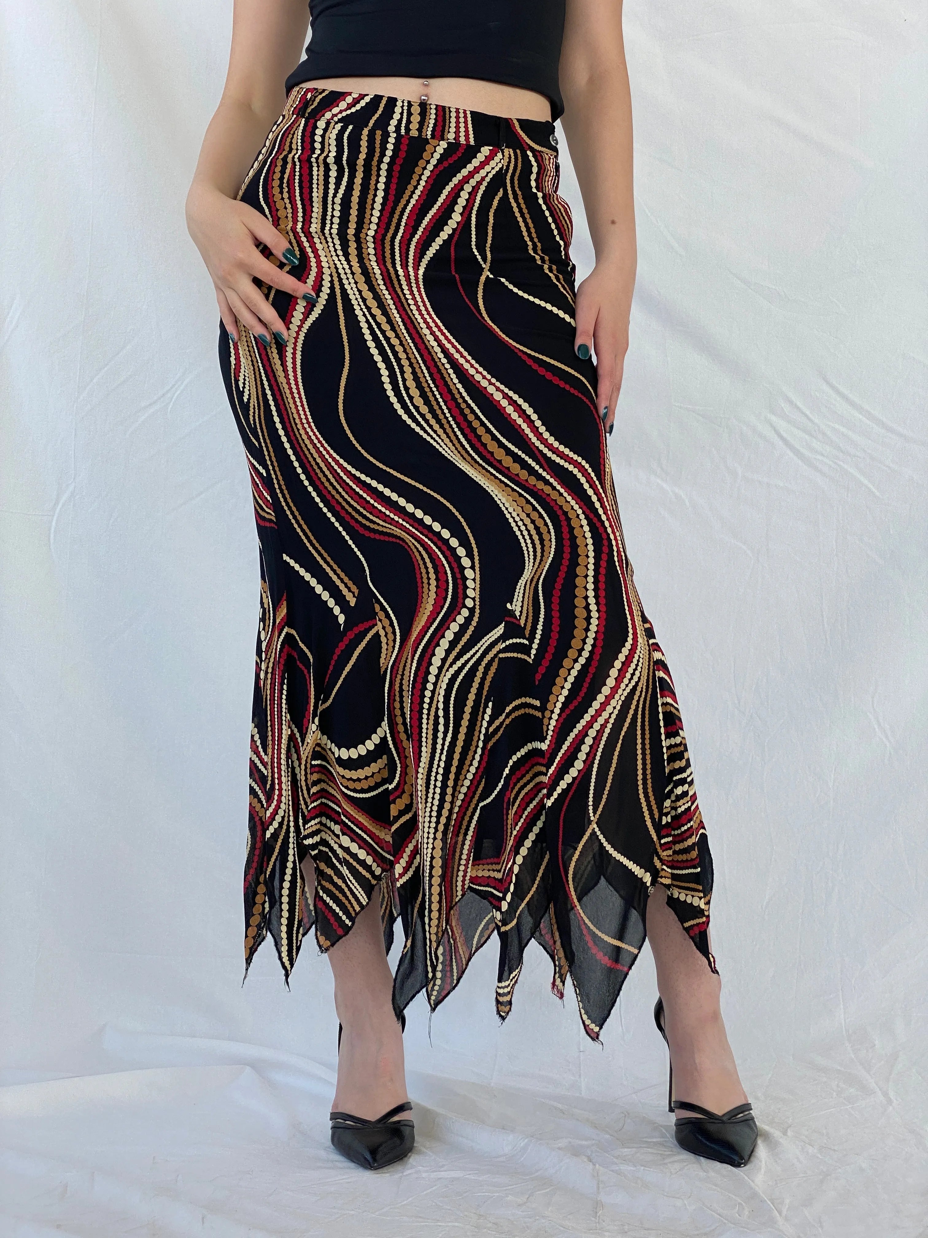 Vintage Feyyaz Collection Black Groovy Asymmetric Maxi Skirt - M - Balagan Vintage Maxi Skirt 00s, Ayah, maxi skirt, skirt, winter, women skirt