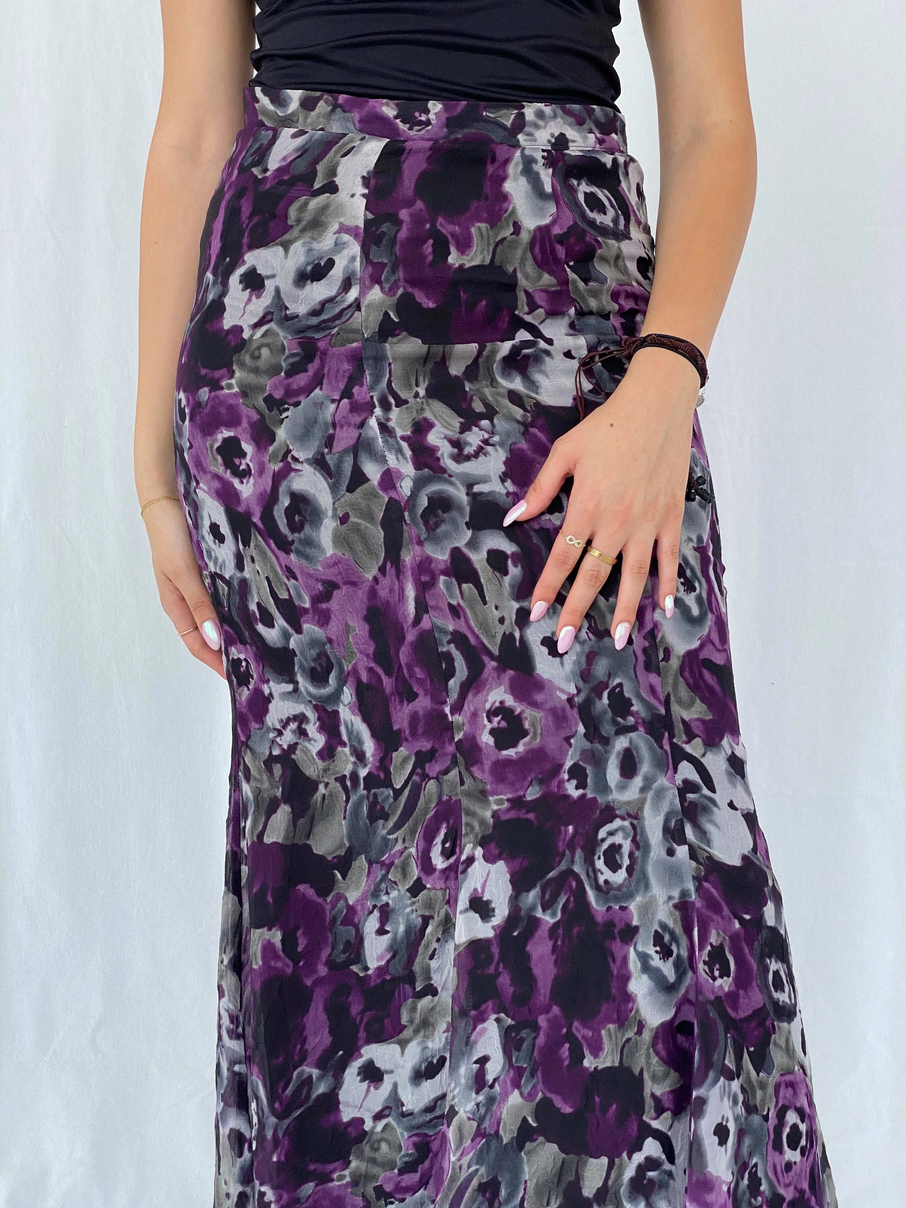 Vintage Floral Maxi Sheer Skirt Size M - Balagan Vintage Maxi Skirt 90s, floral, floral skirt, Juana, maxi skirt, women skirt