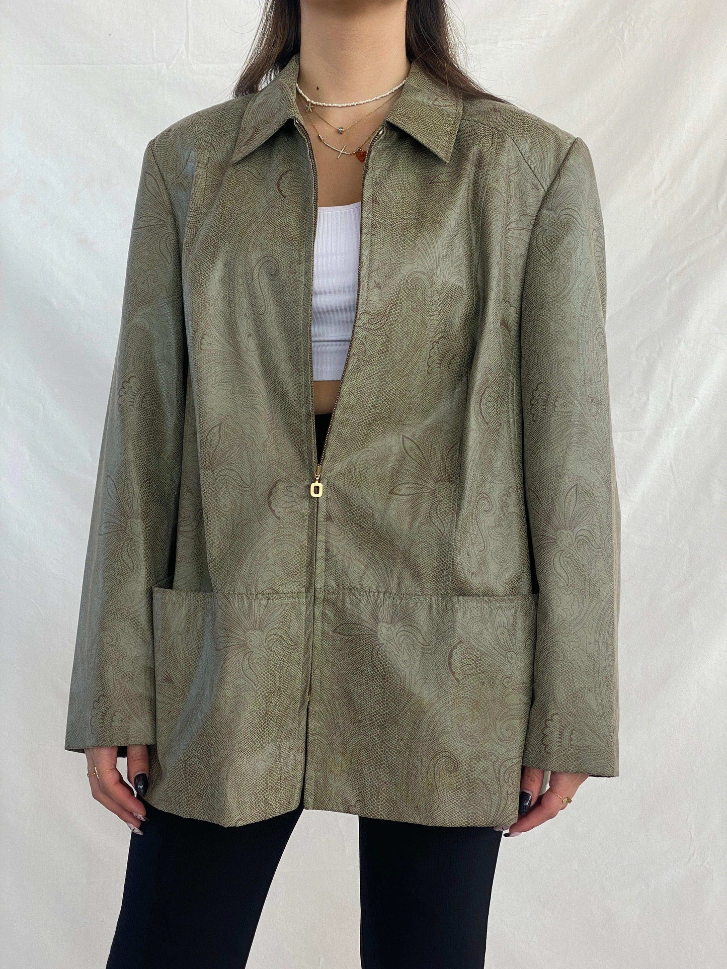 Vintage Floral Print Zip-Up Light Jacket - Balagan Vintage Jacket floral, jacket, Juana, leather jacket