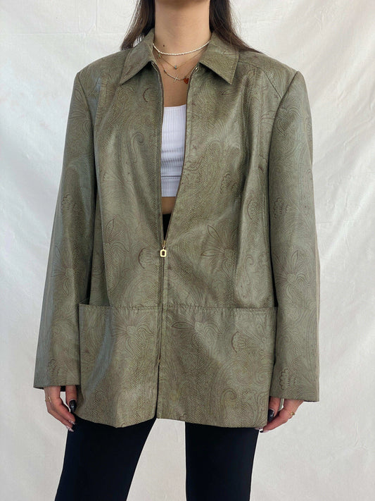 Vintage Floral Print Zip-Up Light Jacket - Balagan Vintage Jacket floral, jacket, Juana, leather jacket