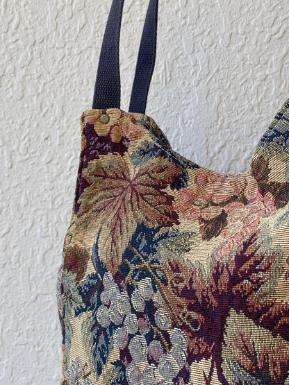 Vintage Floral Tapestry Tote Bag Earth Tone Bucket Bag - Balagan Vintage Tote Bag 00s, 90s, bag, floral, floral print, NEW IN, shoulder bag, Y2K