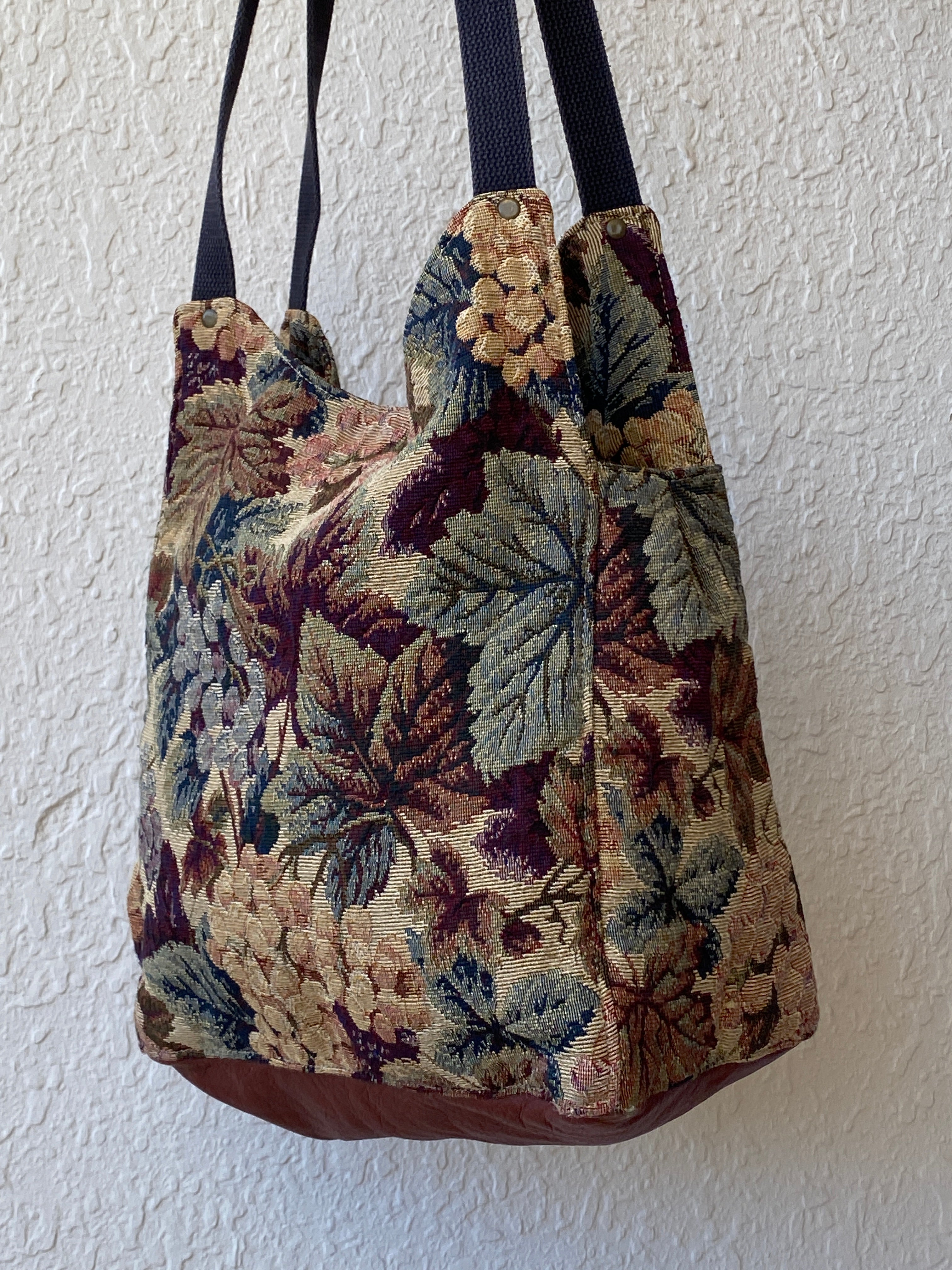 Vintage Floral Tapestry Tote Bag Earth Tone Bucket Bag - Balagan Vintage Tote Bag 00s, 90s, bag, floral, floral print, NEW IN, shoulder bag, Y2K